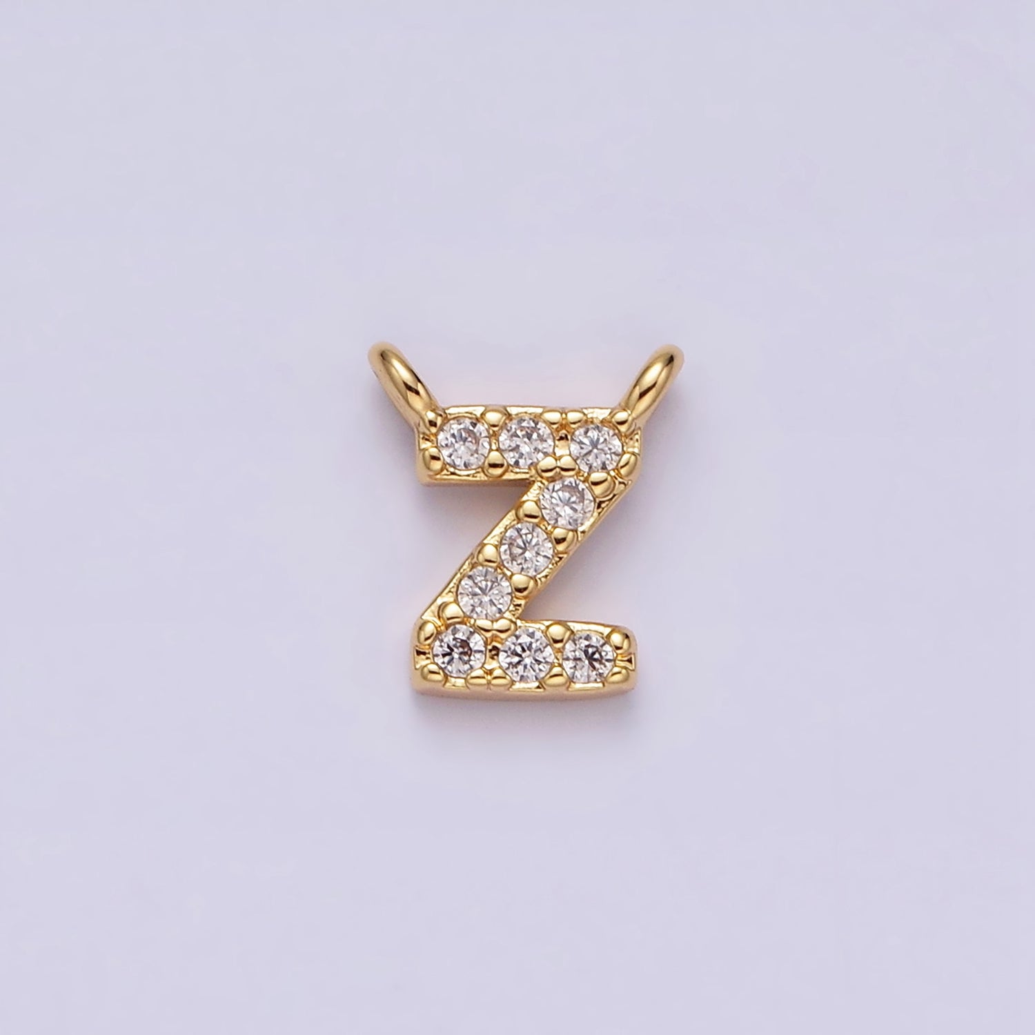 16K Gold Filled A-Z Initial Letter Micro Paved CZ Top Loop Personalized Connector | AD573 - AD597 - DLUXCA