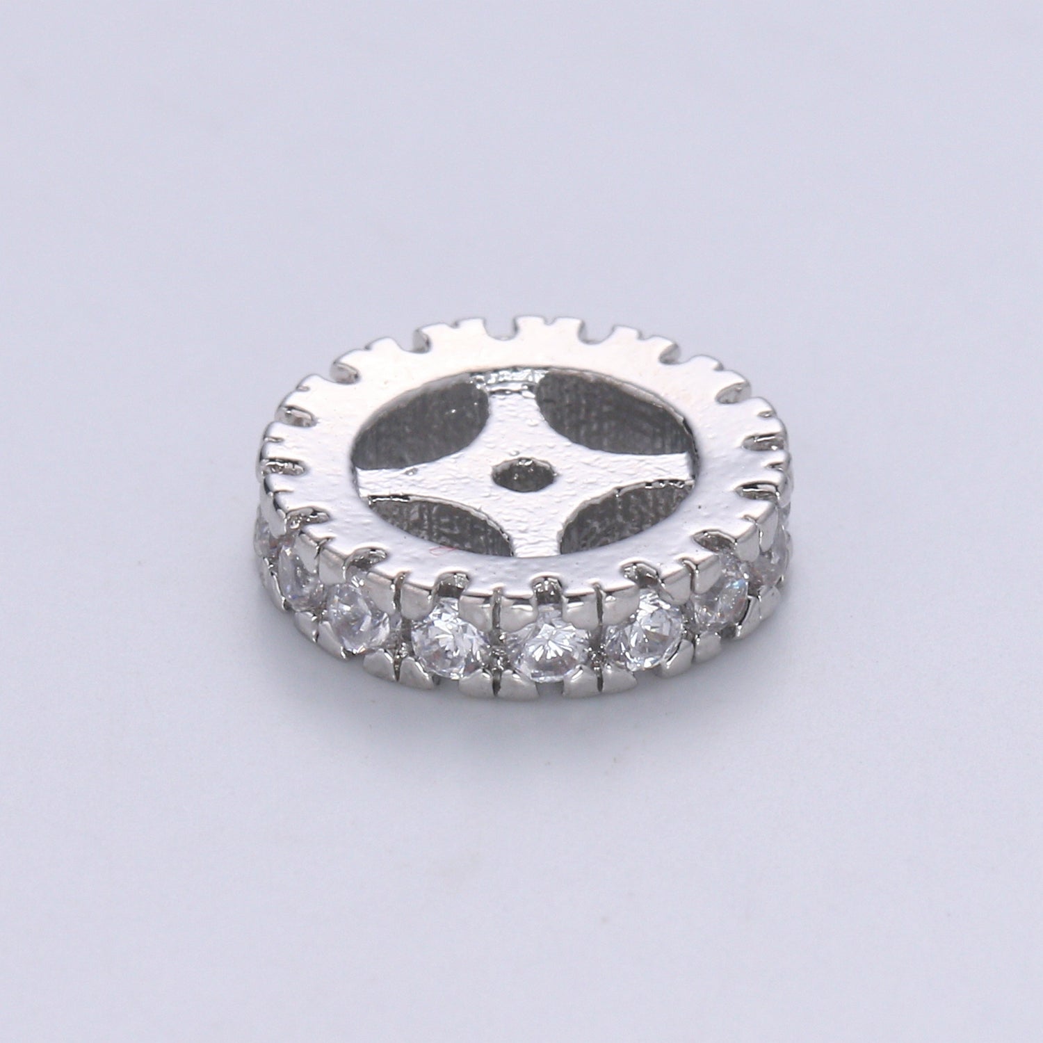 Cubic Zirconia Rondelle - Cz Beads - Crystal Spacers - Gold Rhinestone Spacer Beads Silver Bead Spacer Charm for Necklace Bracelet B512 B513 - DLUXCA