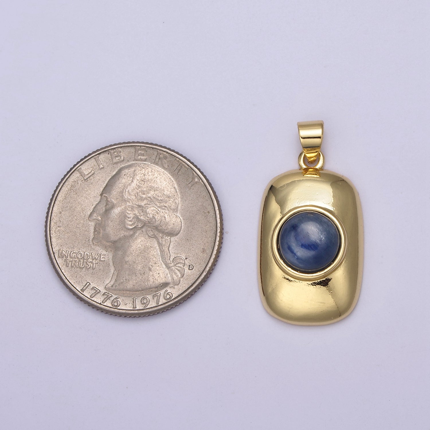 Dainty Tag Charm with Blue Tiger Eye Gemstone Beads For Necklace Pendant h-629 - DLUXCA