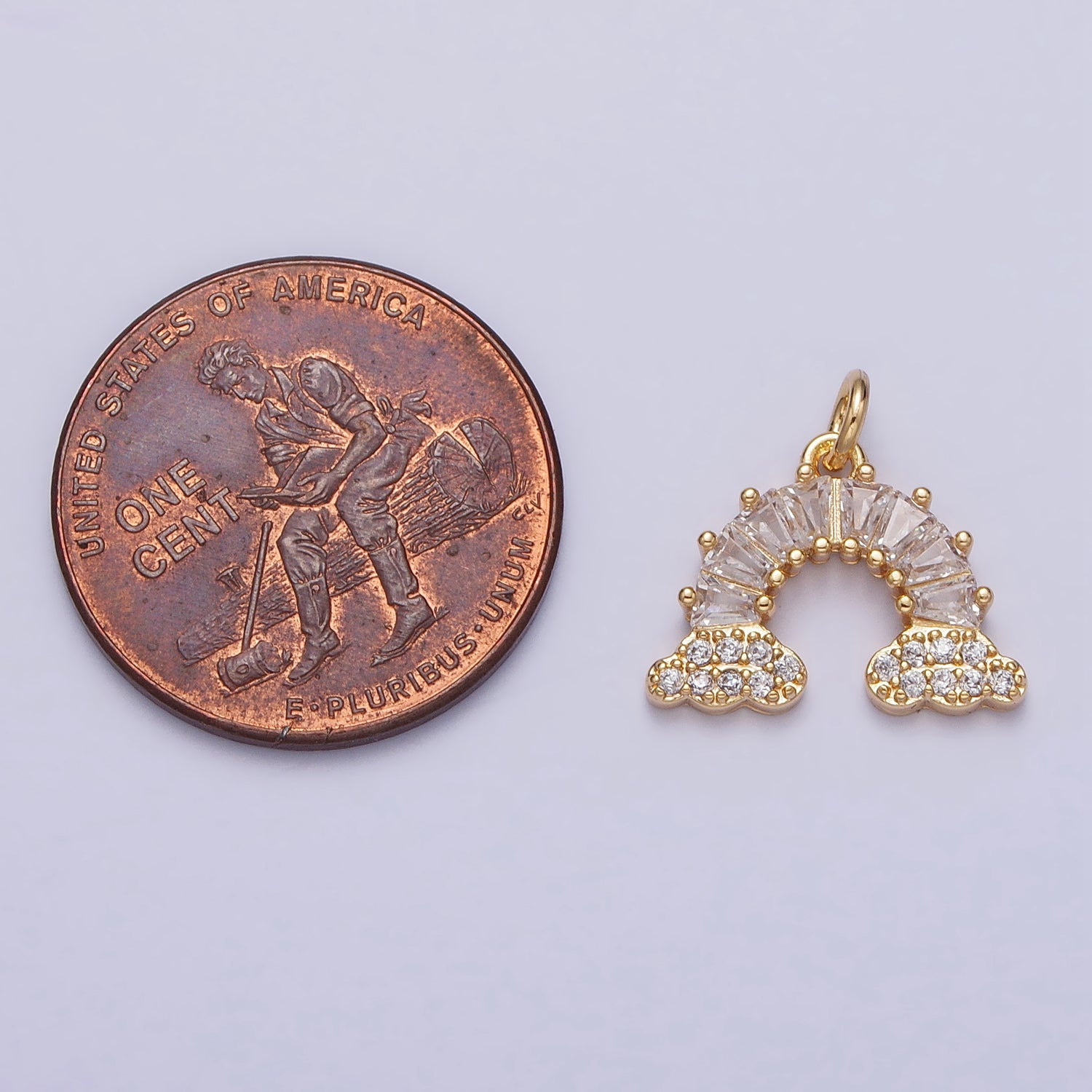 Gold Filled Rainbow Clear Baguette Micro Paved CZ Charm in Gold & Silver | AC266 AC267 - DLUXCA