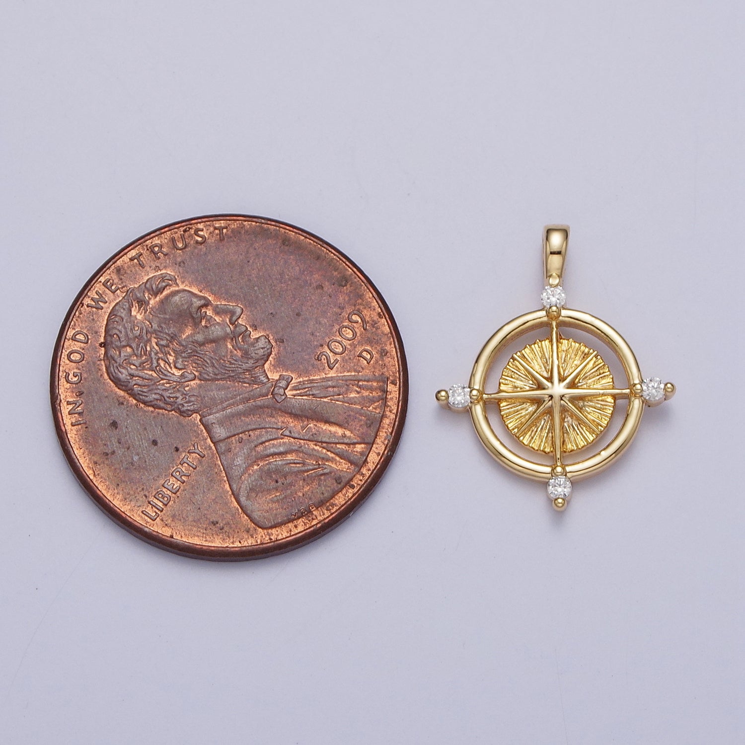 Celestial Northern Star Compass Clear CZ Add-On Charm in Gold & Silver | AC127 AC129 - DLUXCA