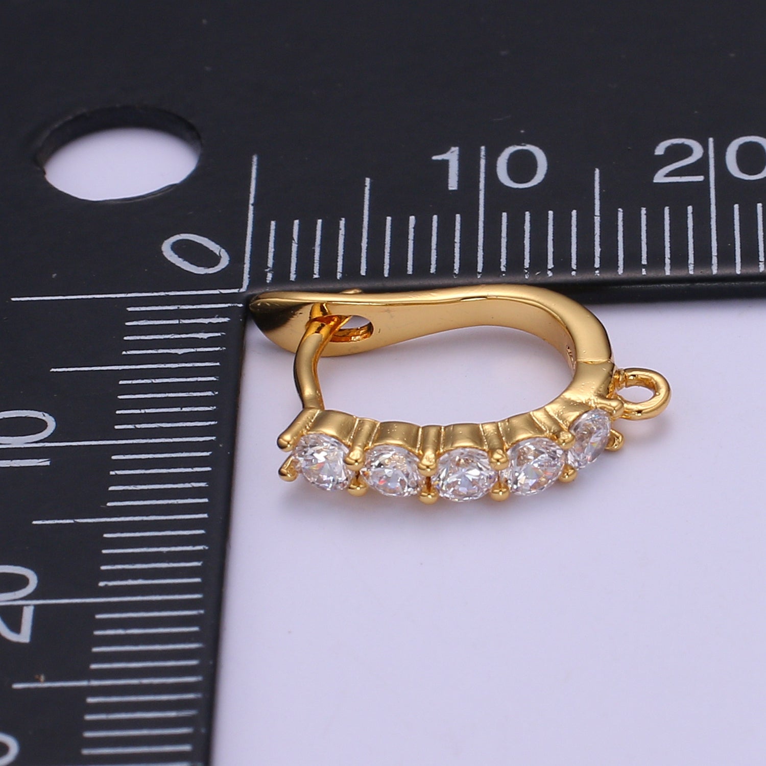 1pair 18x13mm Gold Huggie Earring one touch w/ open link 24k gold Plated Earring Nickel and Lead free, Lever back earring making Supply - DLUXCA