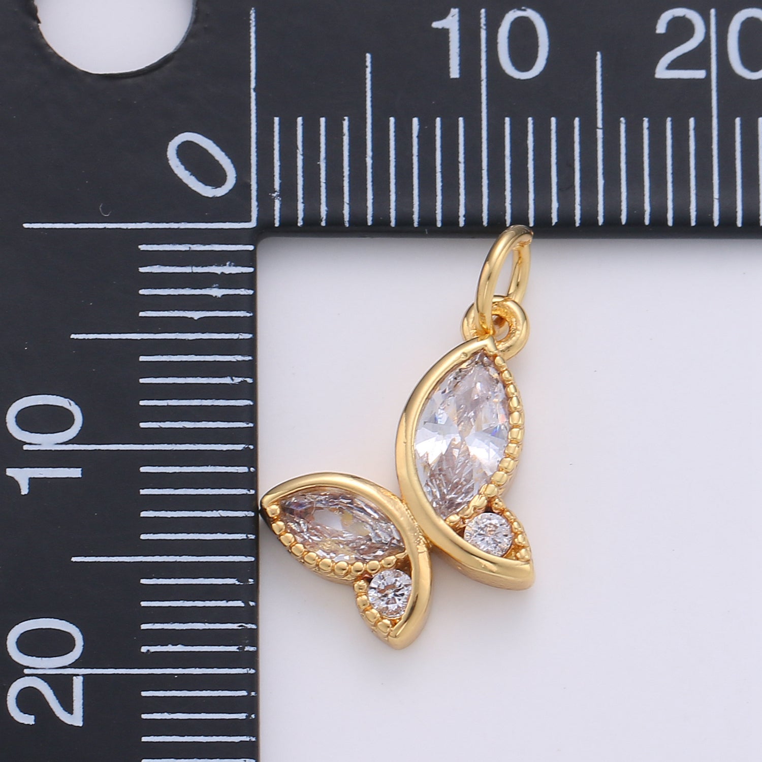 Dainty Gold Crystal Butterfly Charm - D268 - DLUXCA