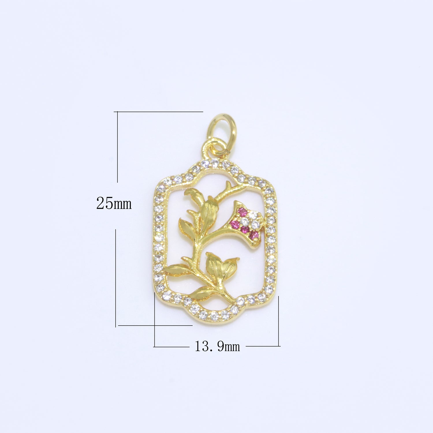 Dainty Gold Floral Vines Garden Charm Micro Pave Wild Flower pendant - DLUXCA