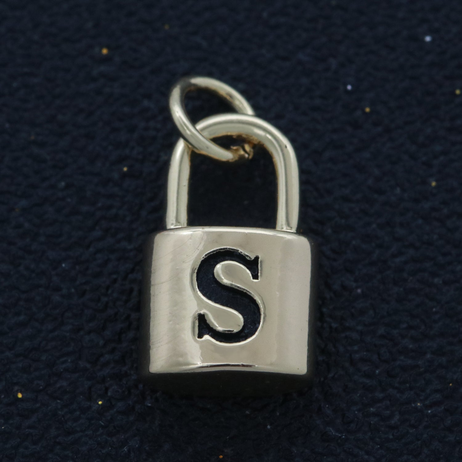 14K Gold Filled Padlock Letter Initial Lock Personalized Charm Pendant | A-822-A-834 - DLUXCA