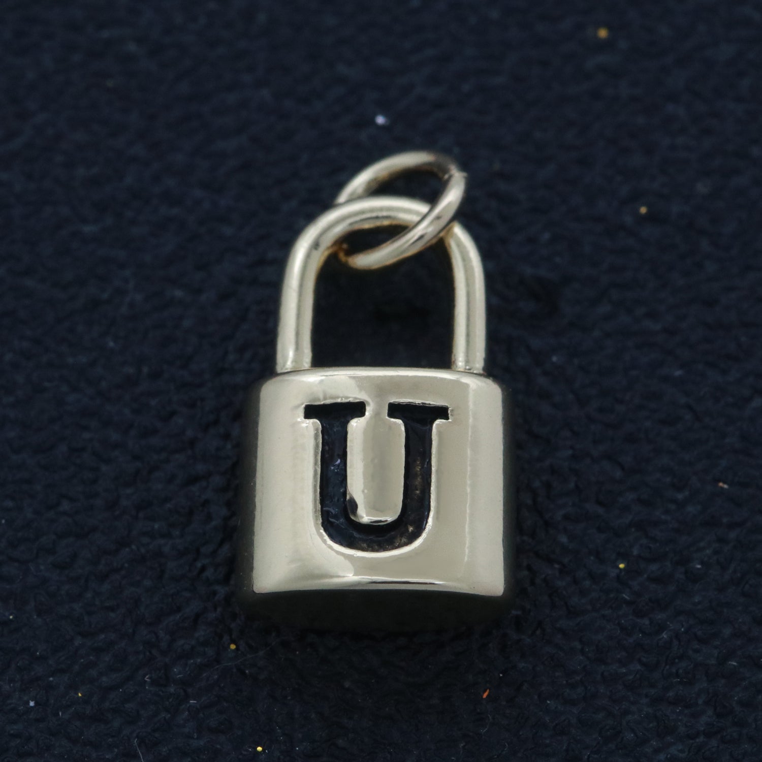 14K Gold Filled Padlock Letter Initial Lock Personalized Charm Pendant | A-822-A-834 - DLUXCA