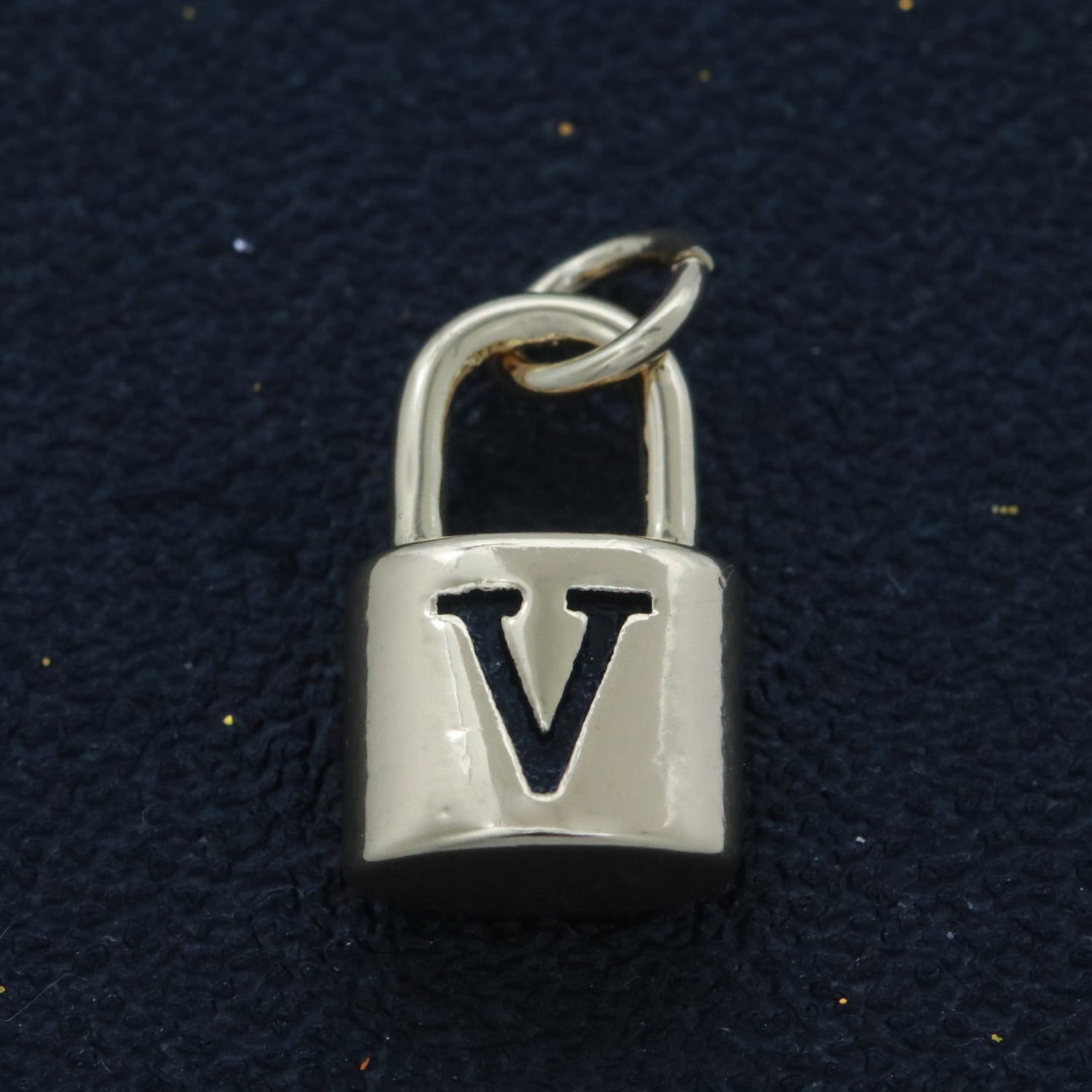 14K Gold Filled Padlock Letter Initial Lock Personalized Charm Pendant | A-822-A-834 - DLUXCA