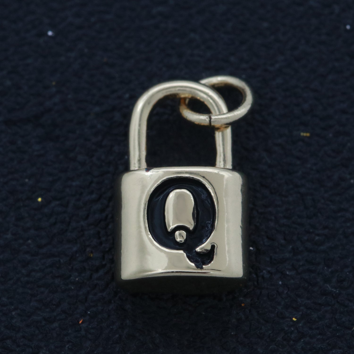 14K Gold Filled Padlock Letter Initial Lock Personalized Charm Pendant | A-822-A-834 - DLUXCA