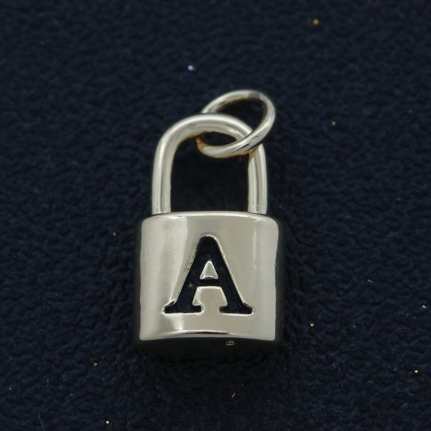 14K Gold Filled Padlock Letter Initial Lock Personalized Charm Pendant | A-822-A-834 - DLUXCA