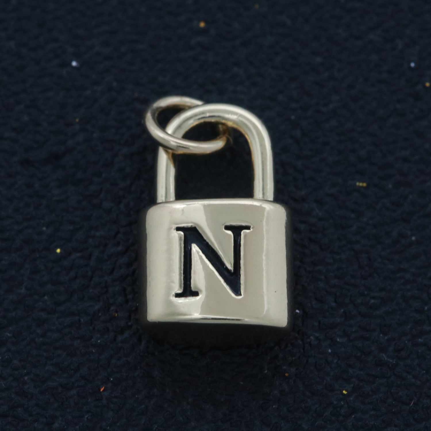 14K Gold Filled Padlock Letter Initial Lock Personalized Charm Pendant | A-822-A-834 - DLUXCA