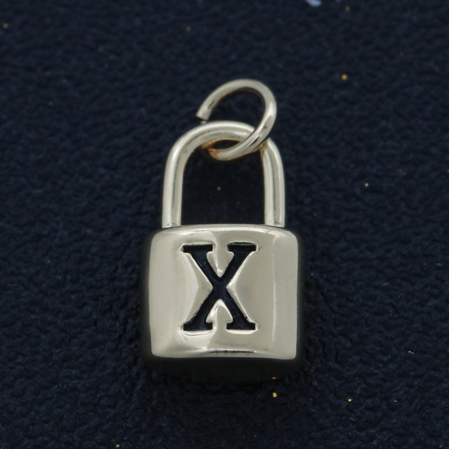 14K Gold Filled Padlock Letter Initial Lock Personalized Charm Pendant | A-822-A-834 - DLUXCA