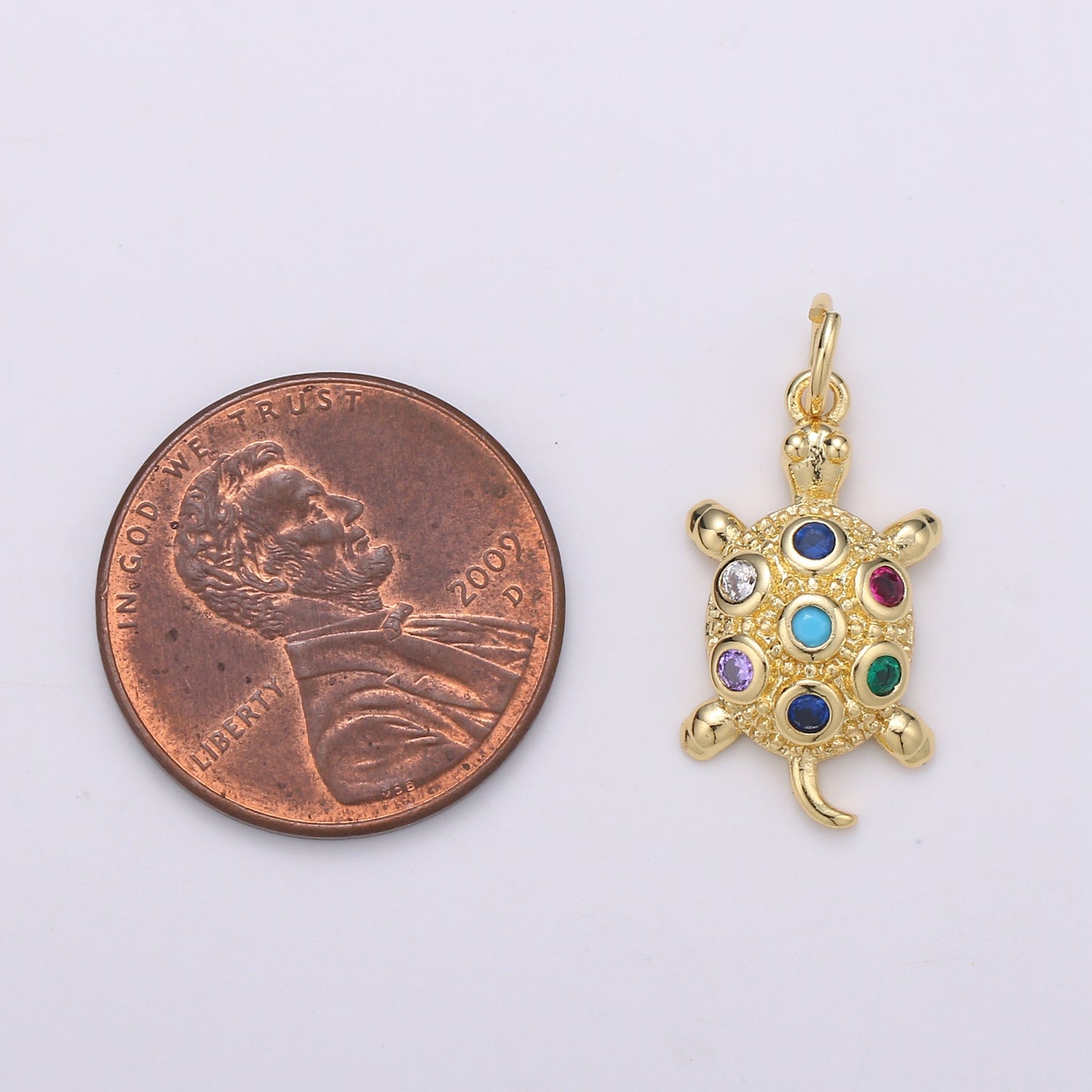 Gold Rainbow Turtle Charm - D802 - DLUXCA
