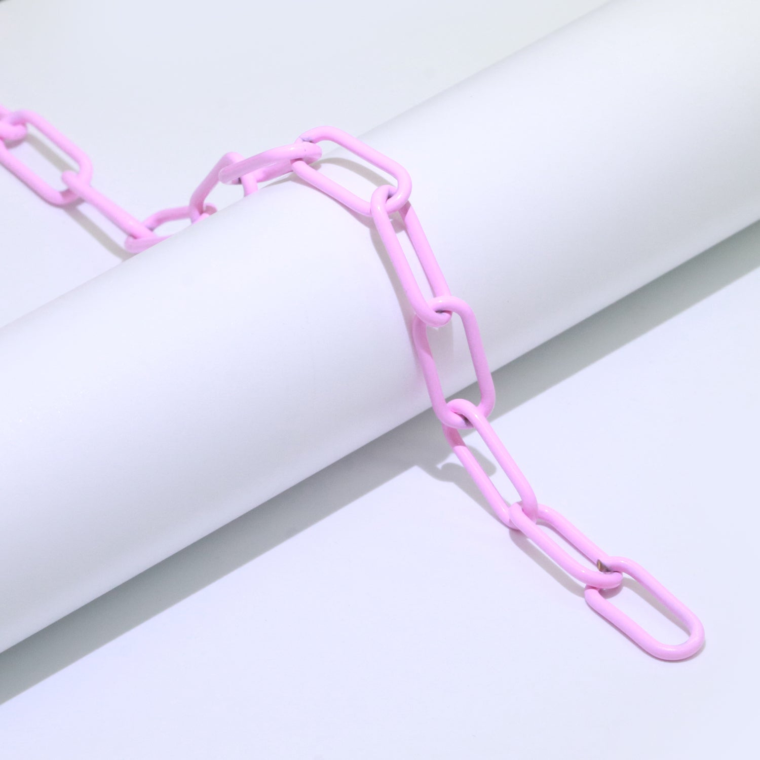 Clearance Pricing BLOWOUT Enamel PAPER CLIP Link Elongated Chain by Yard, Colorful Chain In Green, Hot Pink, Dark Green, Lavender, Black For Jewelry Making | ROLL-528, ROLL-530, ROLL-531, ROLL-532, ROLL-533 - DLUXCA