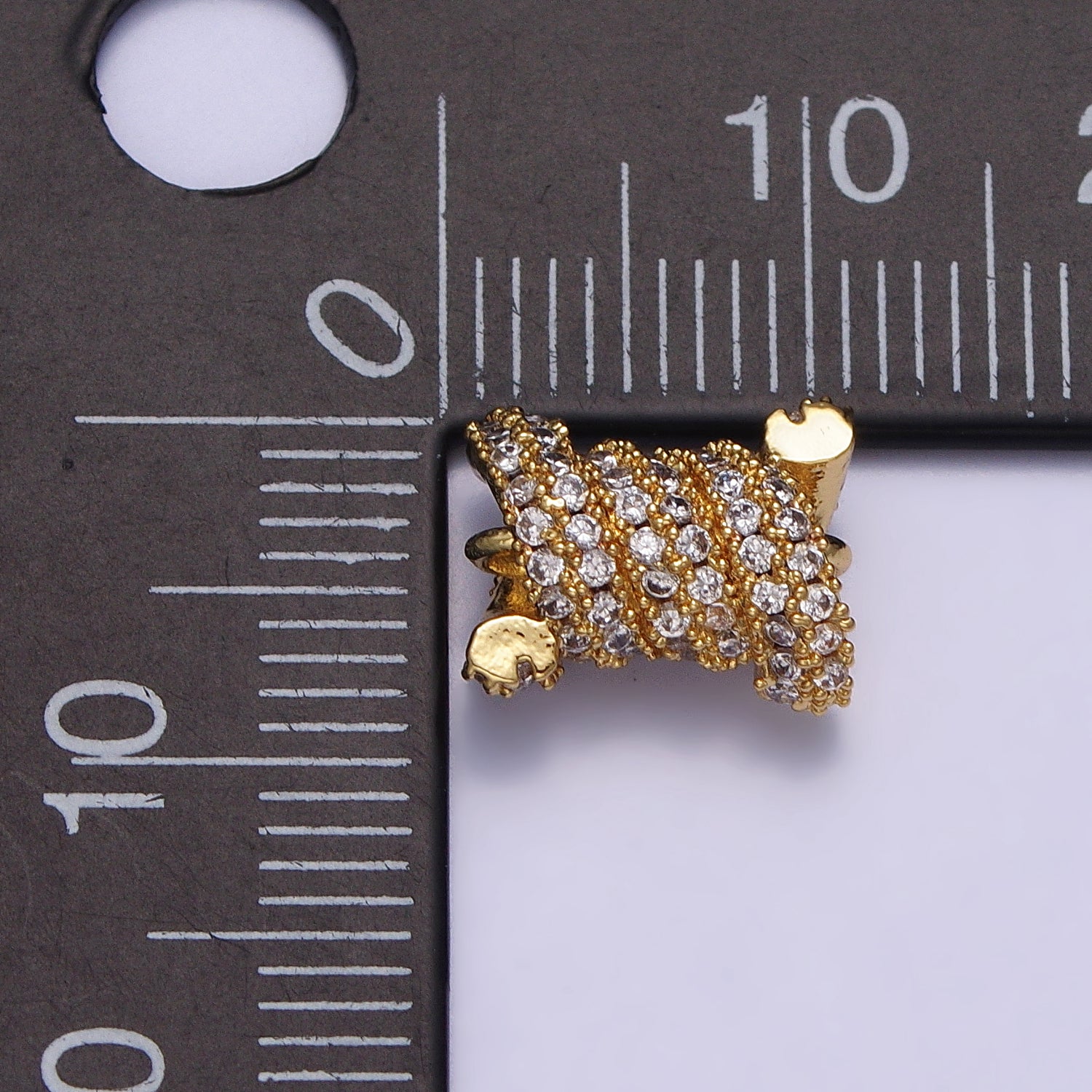 24K Gold Filled Spiral Tube Clear Micro Paved CZ Connector in Gold & Silver | AA808 AA809 - DLUXCA