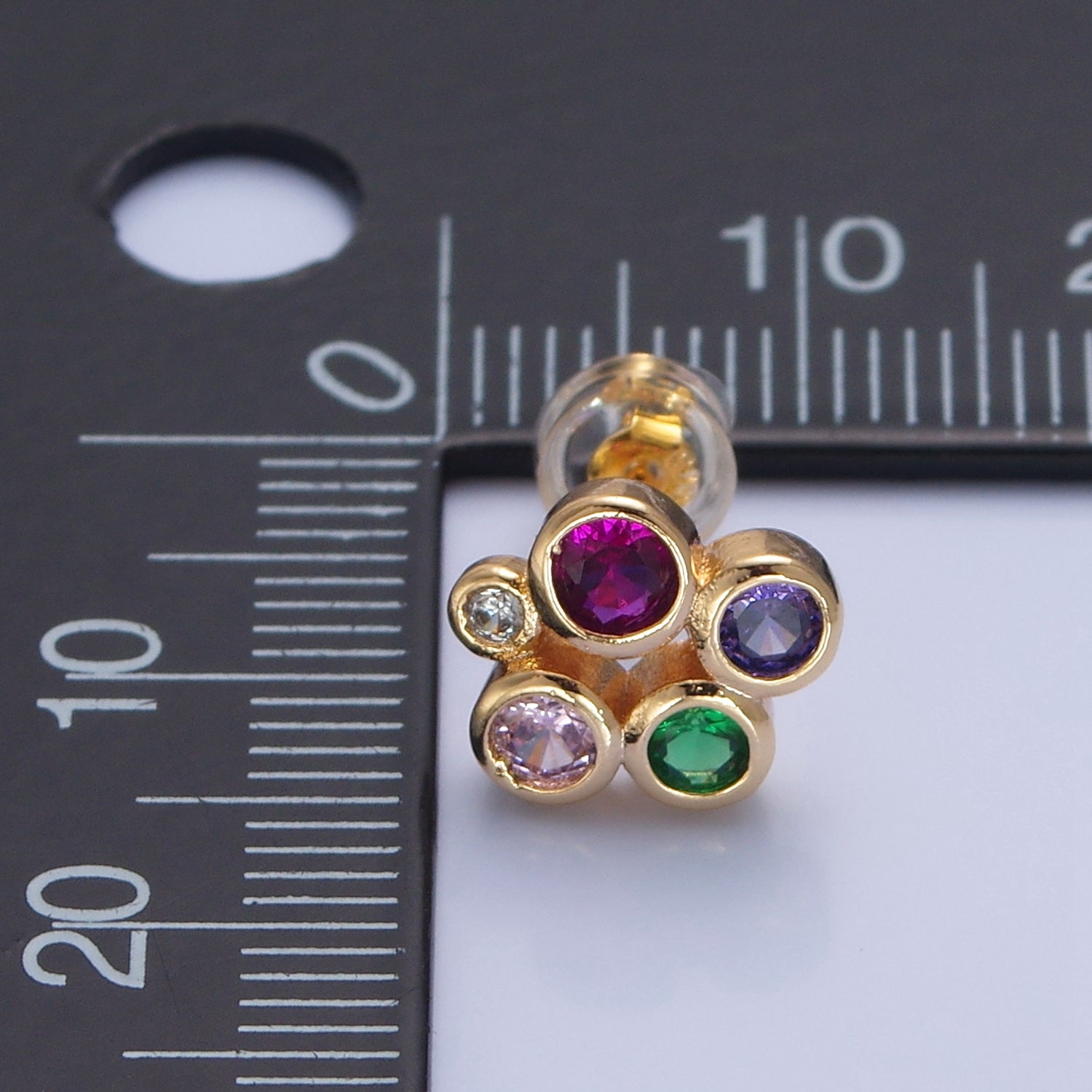 Dainty Multi Color Bubble Stud Earring T-498 - DLUXCA