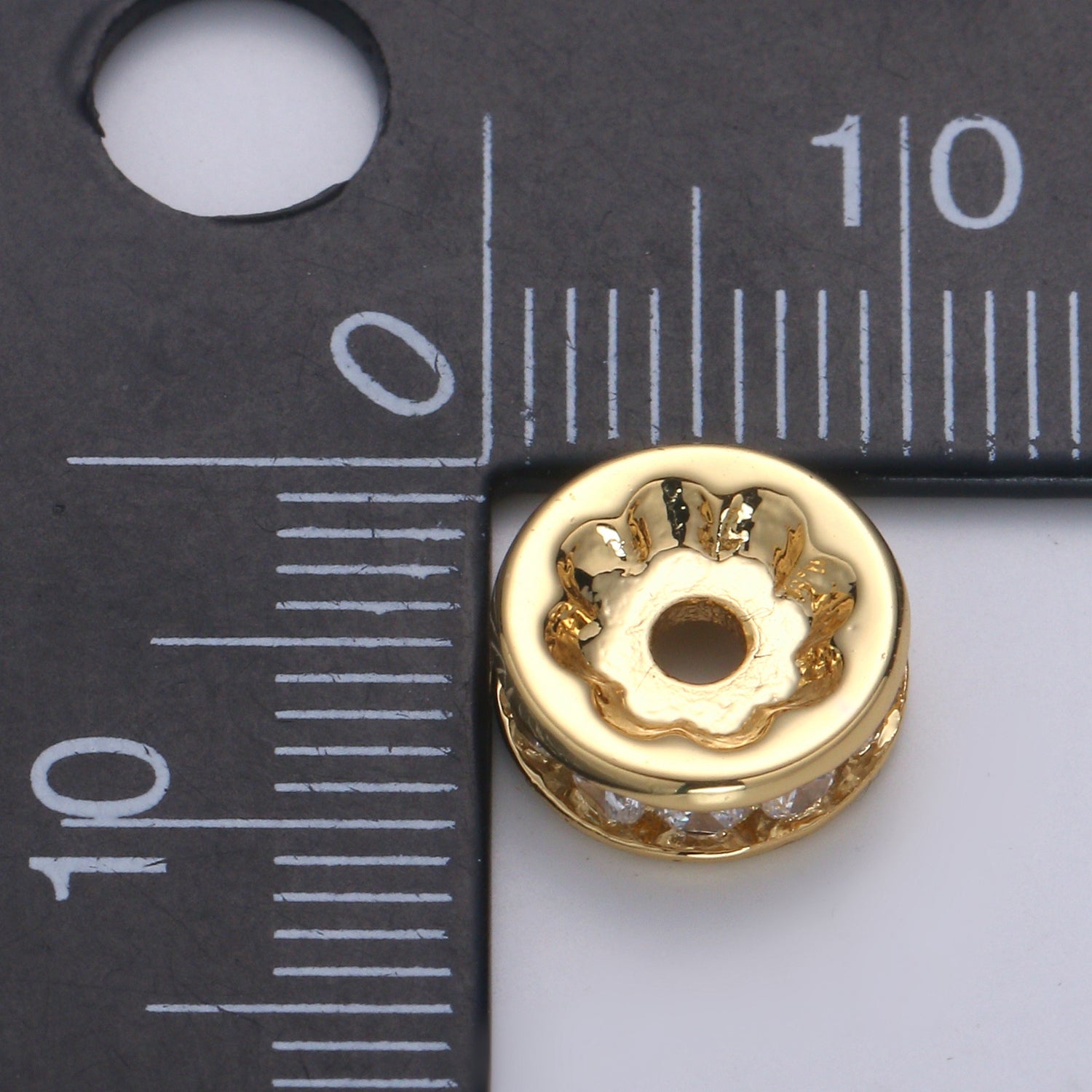 1pc Gold CZ Micro Pave Spacer Beads, for DIY Beaded Bracelet Jewelry Charms Rondell Bead Spacer Bead Size 10mm Bead B510 - DLUXCA