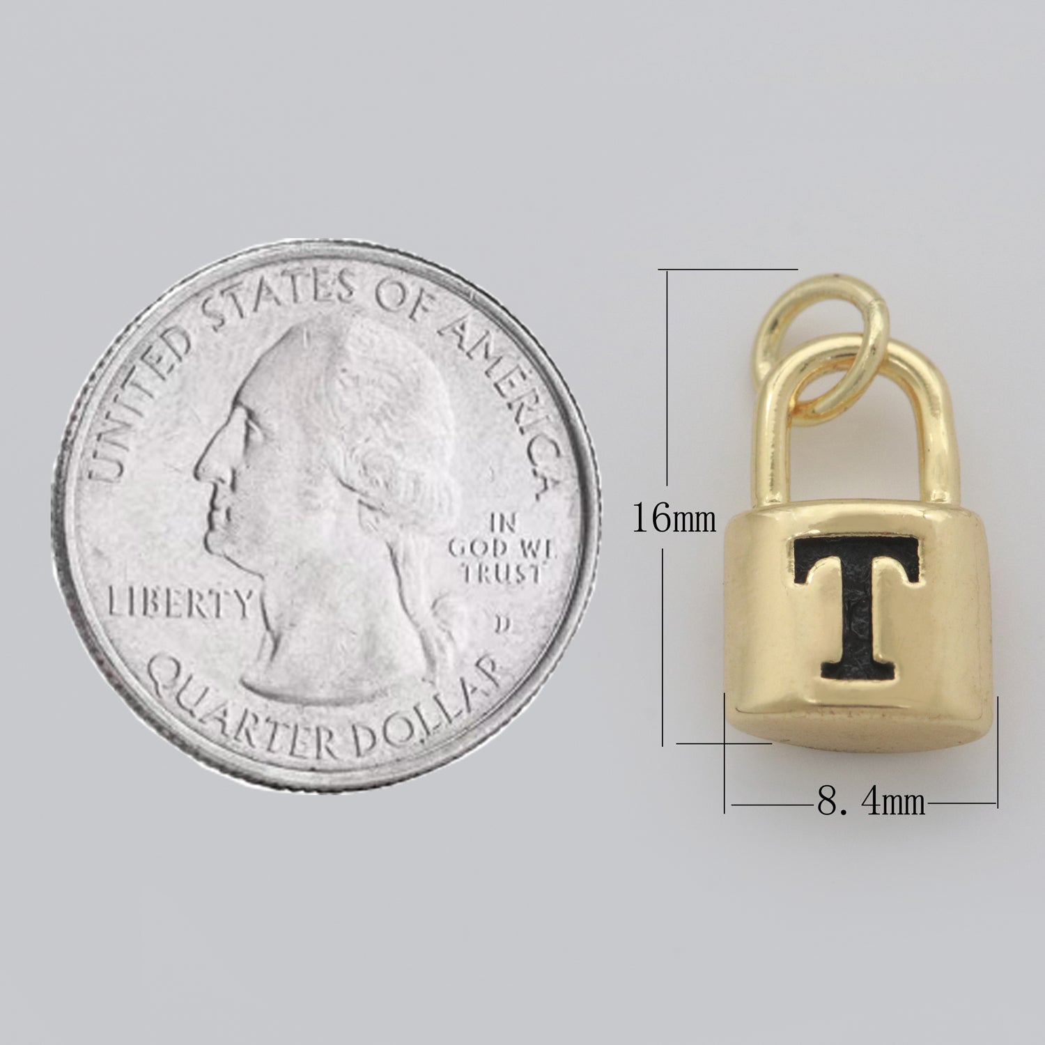 14K Gold Filled Padlock Letter Initial Lock Personalized Charm Pendant | A-822-A-834 - DLUXCA