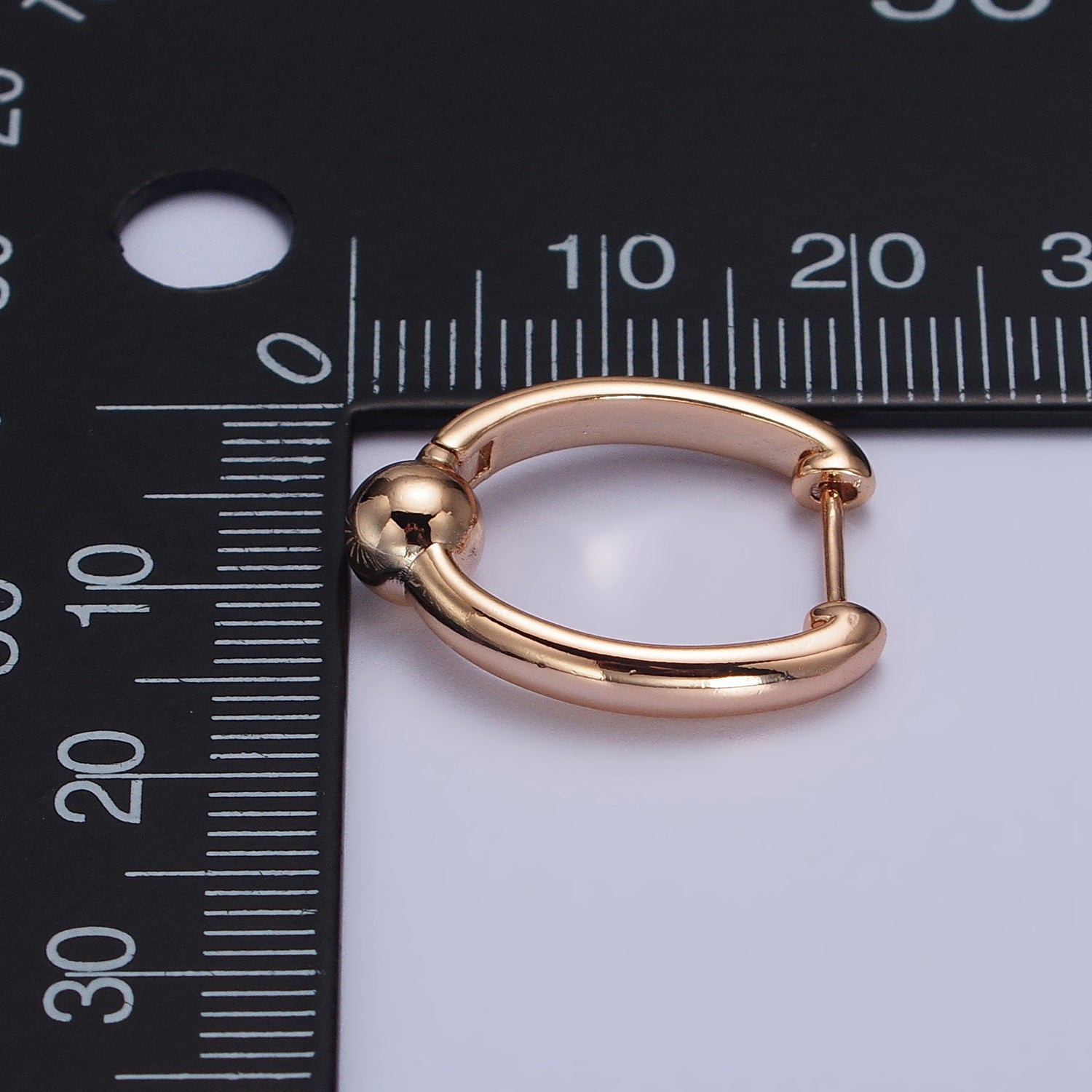 Rose Gold Filled Hoops Earring Minimalist Earring with Small Beads Ball AB1070 - DLUXCA