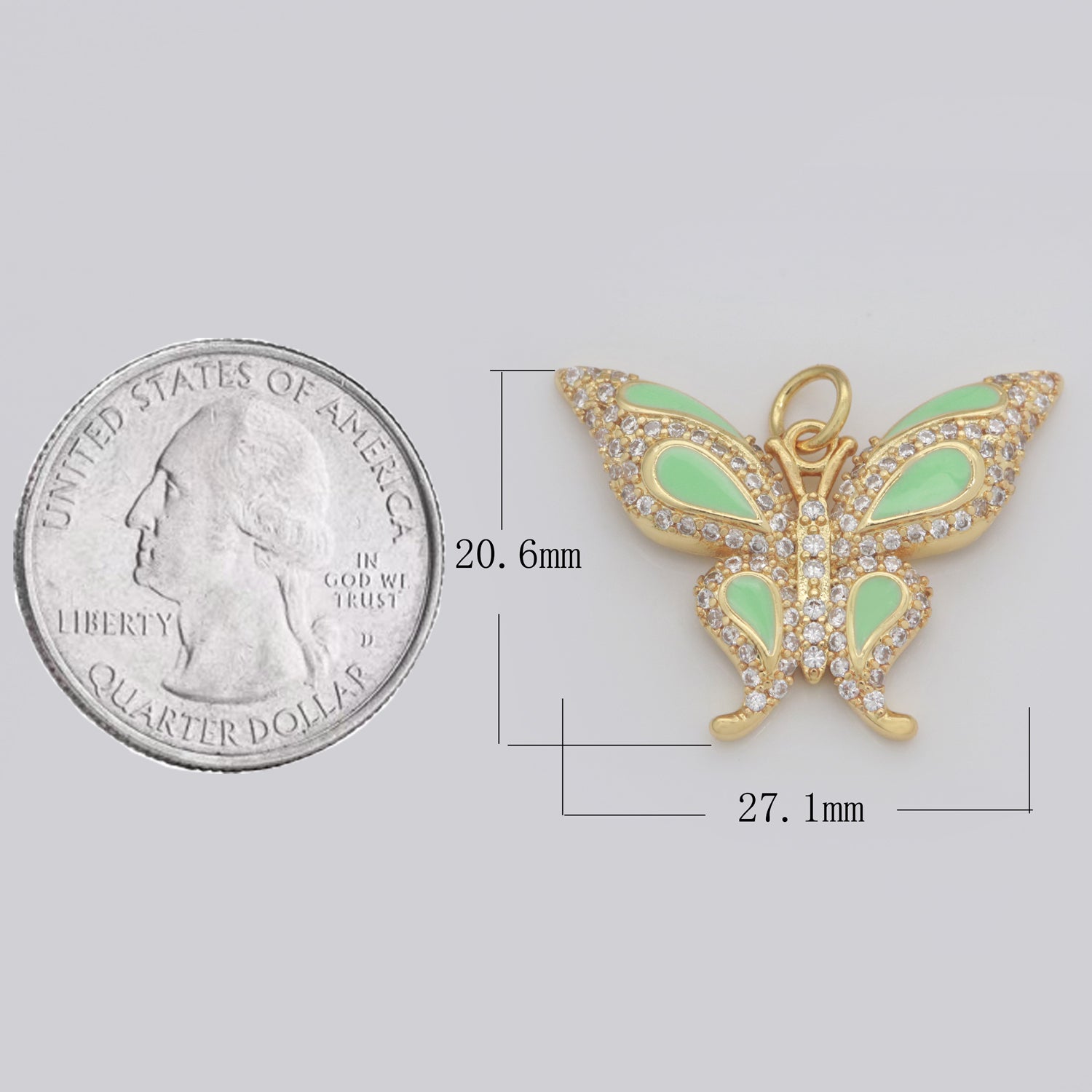 14K Gold Filled Mariposa Butterfly Charm Enamel Butterfly Pendant Cubic Zirconia Pendant for Necklace Component Monarch Insect Inspired - DLUXCA