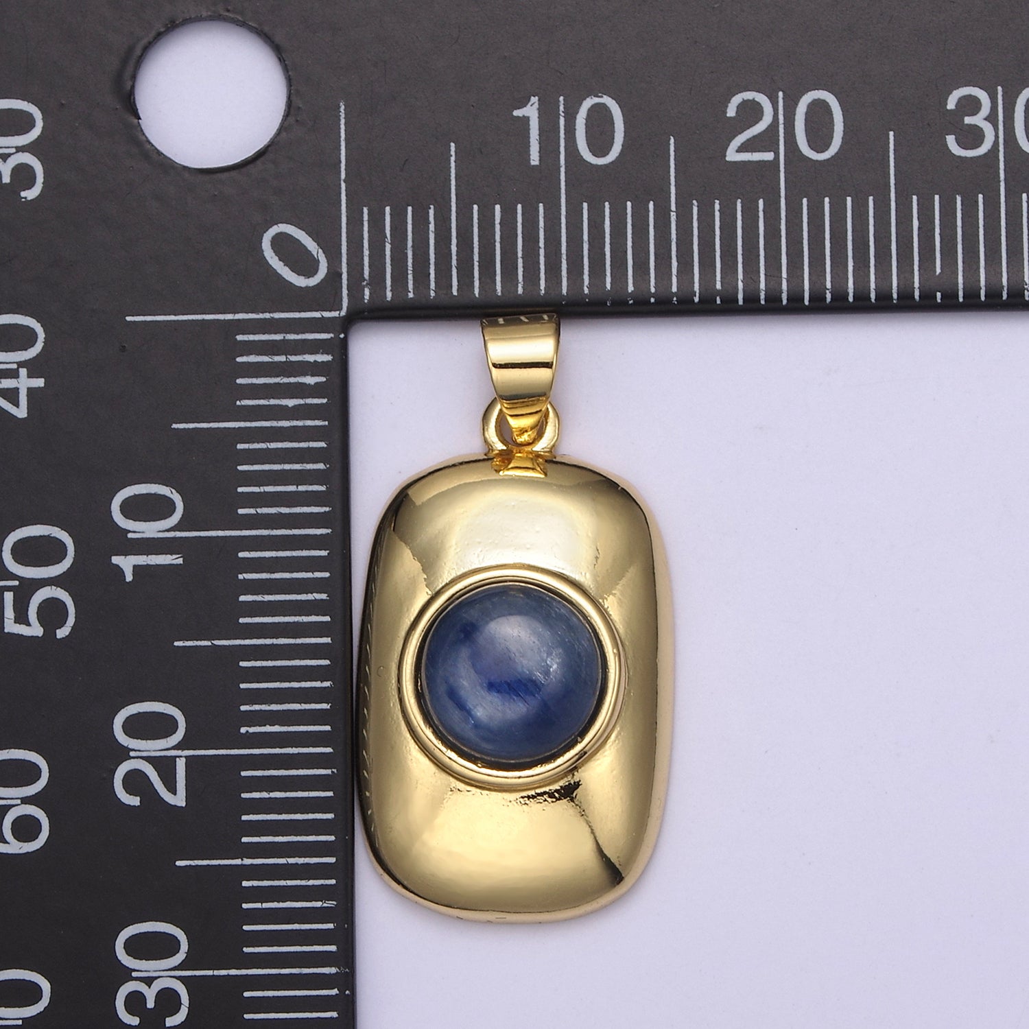 Dainty Tag Charm with Blue Tiger Eye Gemstone Beads For Necklace Pendant h-629 - DLUXCA