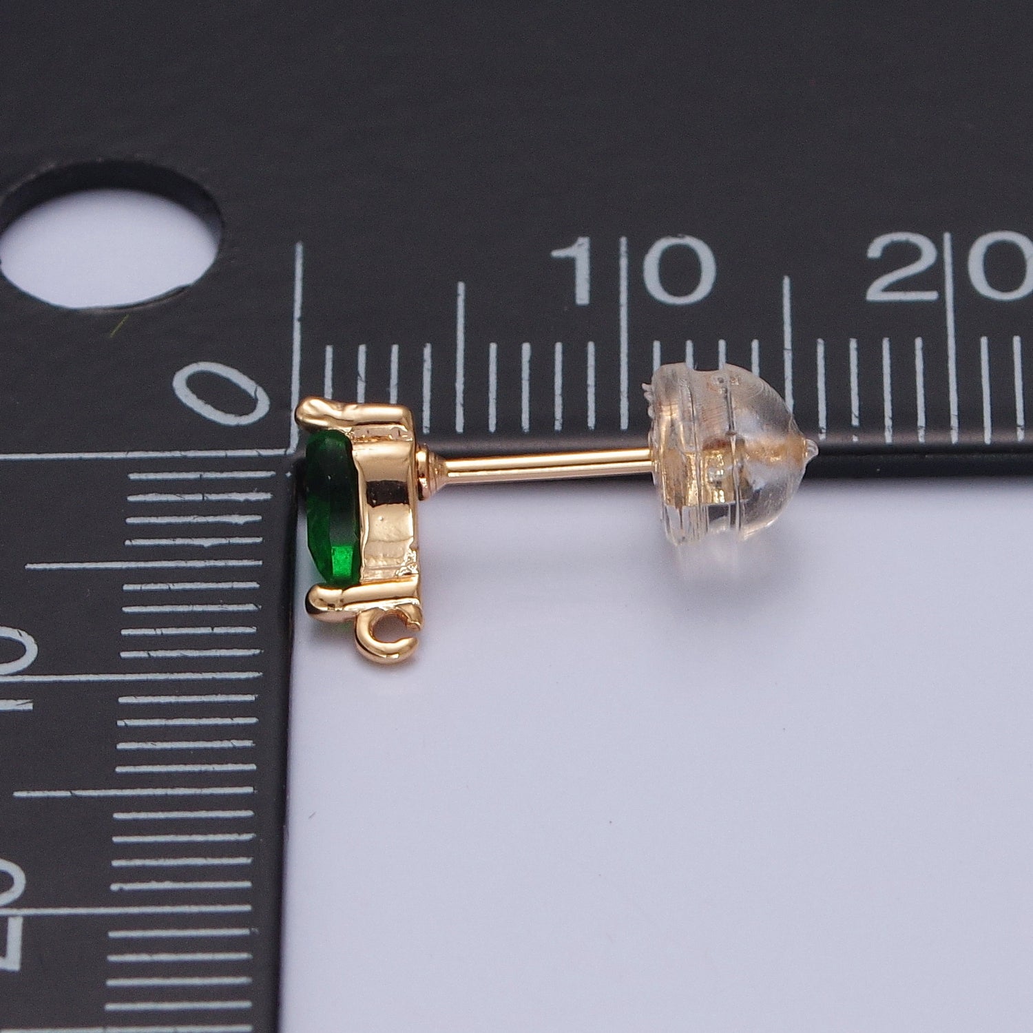 16K Gold Filled Green Heart Cubic Zirconia Studs Open Loop Drops Earrings Supply | L735 - DLUXCA