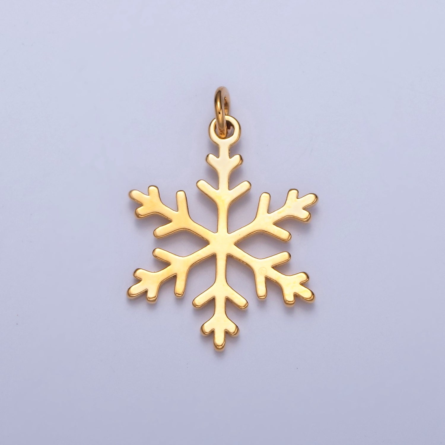 Dainty Gold Flat Snow Pendant Snowflake Charm for Necklace Bracelet Earring 14K or 24K Gold Filled W-156 - DLUXCA