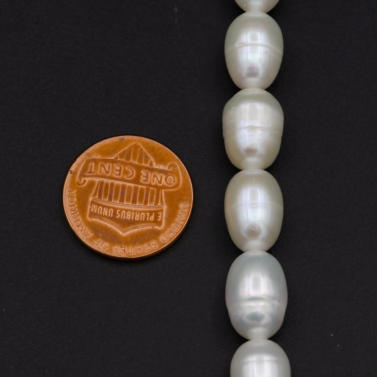 AAA 8.2-69.1mm white oval freshwater pearls, high quality, white rice pearl, Full Strand, Freshwater Pearl Rice Beads | WA-577 Clearance Pricing - DLUXCA