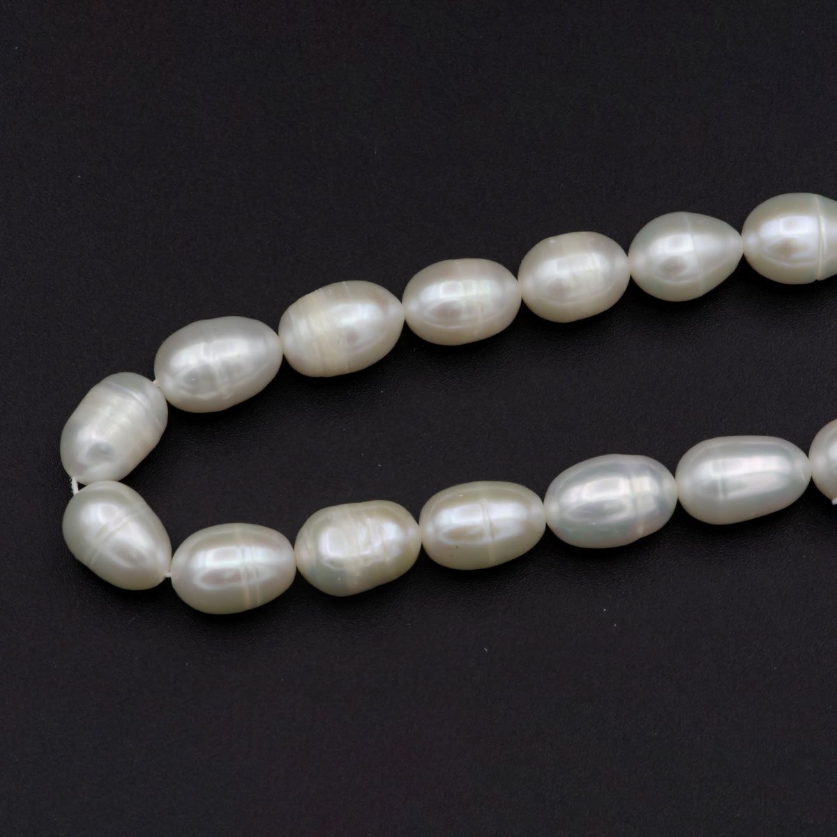 AAA 8.2-69.1mm white oval freshwater pearls, high quality, white rice pearl, Full Strand, Freshwater Pearl Rice Beads | WA-577 Clearance Pricing - DLUXCA