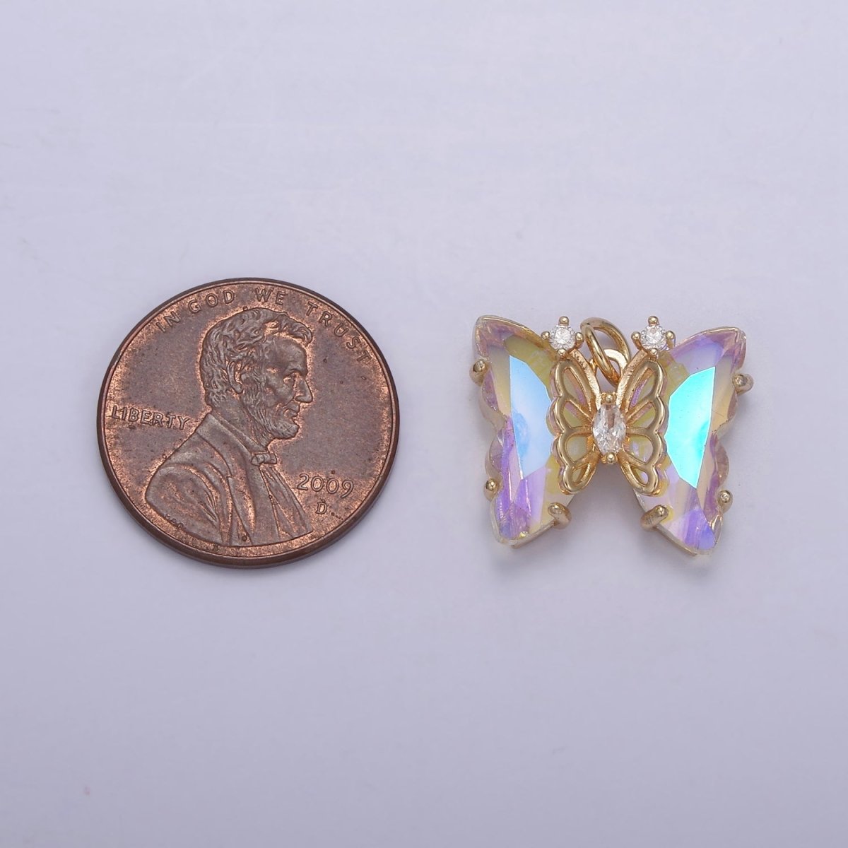AB Color Butterfly Charm Glass Crystal Monarch Pendant Add on Charm for Bracelet Necklace Earring N-855 - DLUXCA