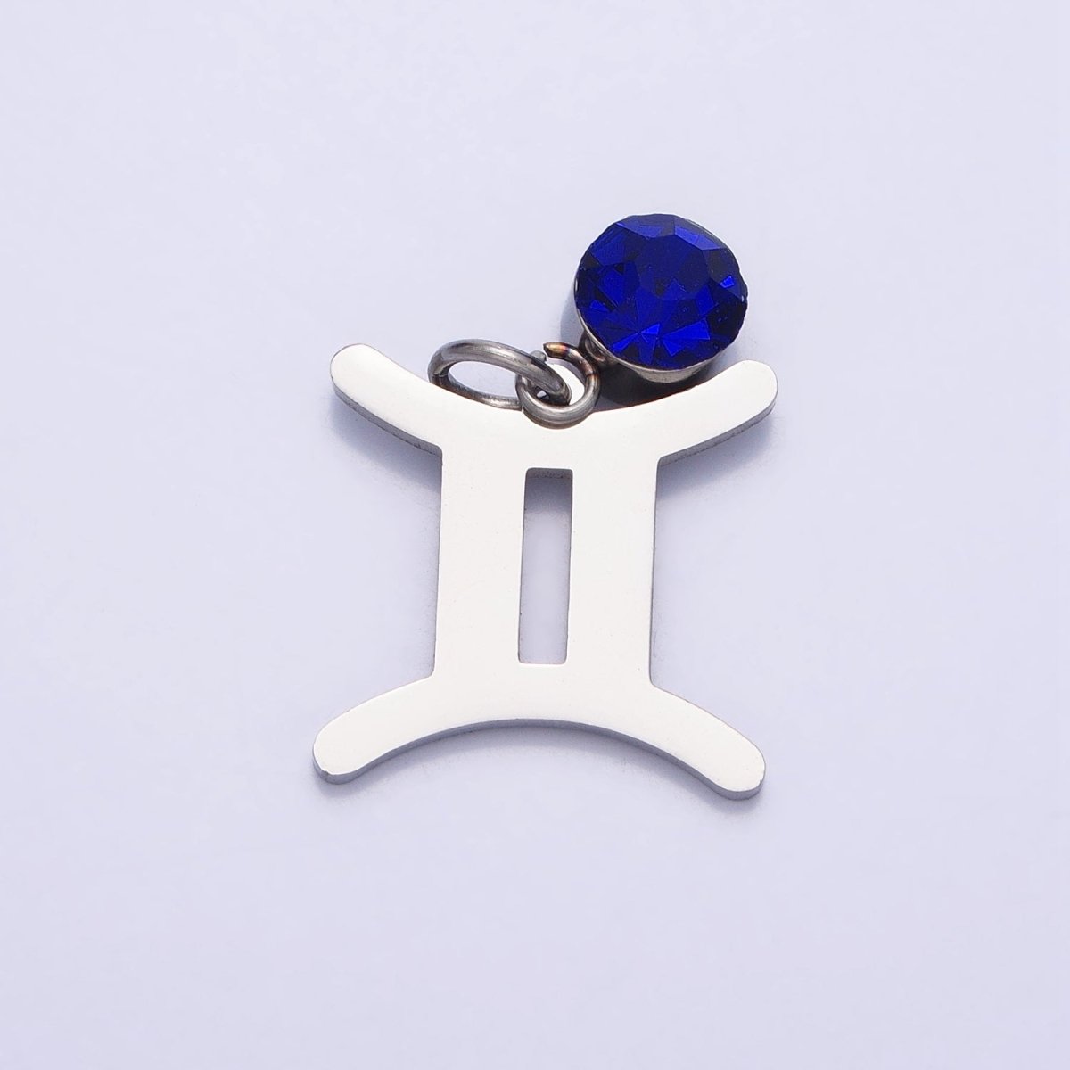 Add on Charm Stainless Steel Zodiac Astrological Signs Birthstone CZ Month Personalized Charm in Silver | AD407 - AD418 - DLUXCA