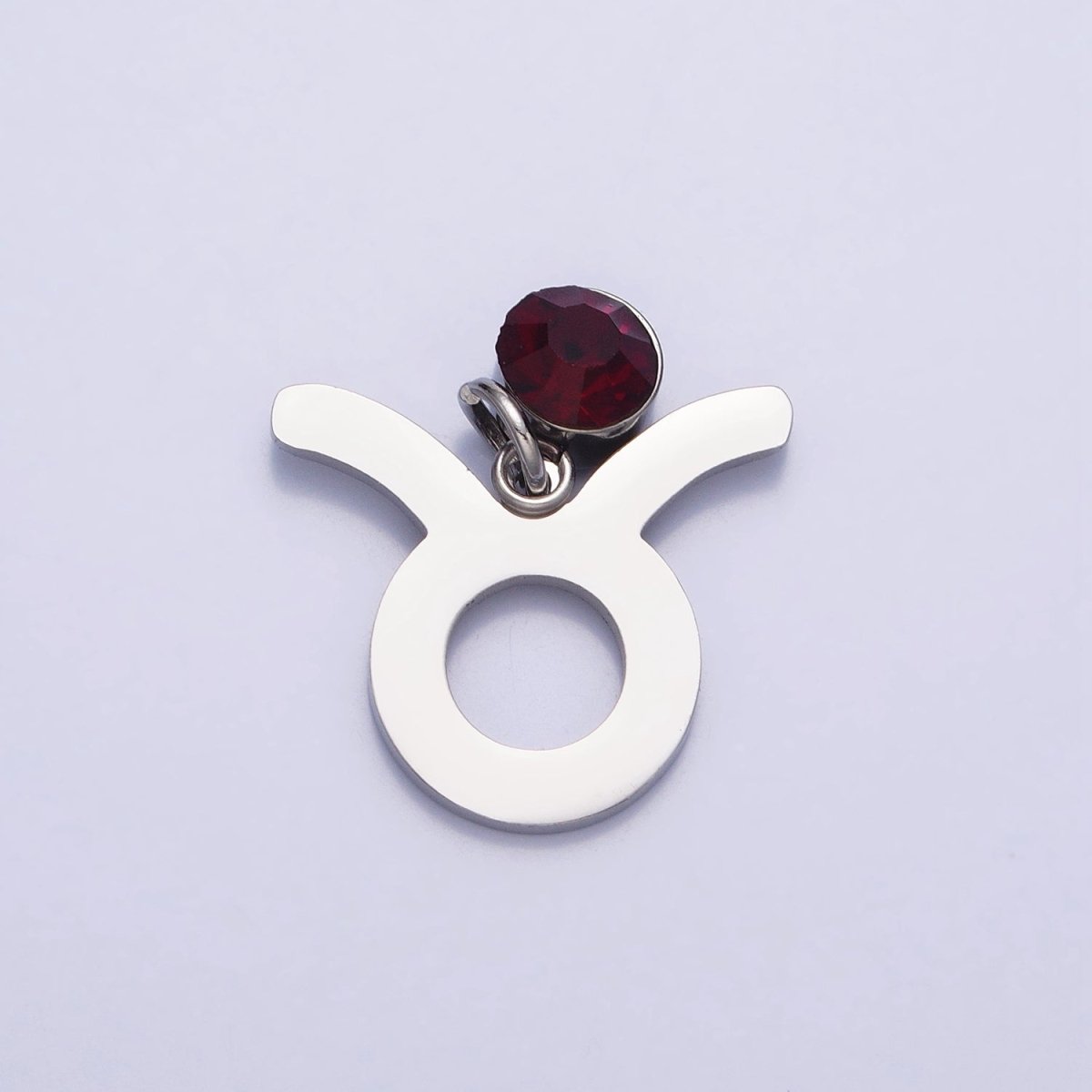Add on Charm Stainless Steel Zodiac Astrological Signs Birthstone CZ Month Personalized Charm in Silver | AD407 - AD418 - DLUXCA
