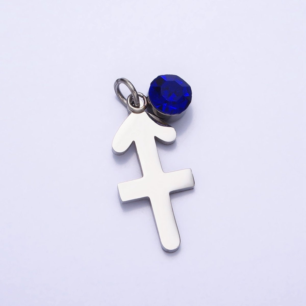 Add on Charm Stainless Steel Zodiac Astrological Signs Birthstone CZ Month Personalized Charm in Silver | AD407 - AD418 - DLUXCA