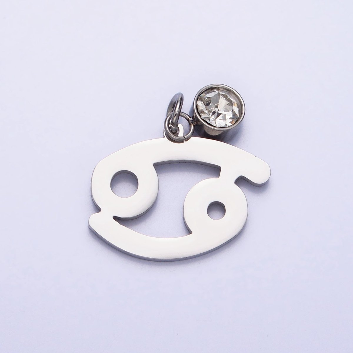 Add on Charm Stainless Steel Zodiac Astrological Signs Birthstone CZ Month Personalized Charm in Silver | AD407 - AD418 - DLUXCA