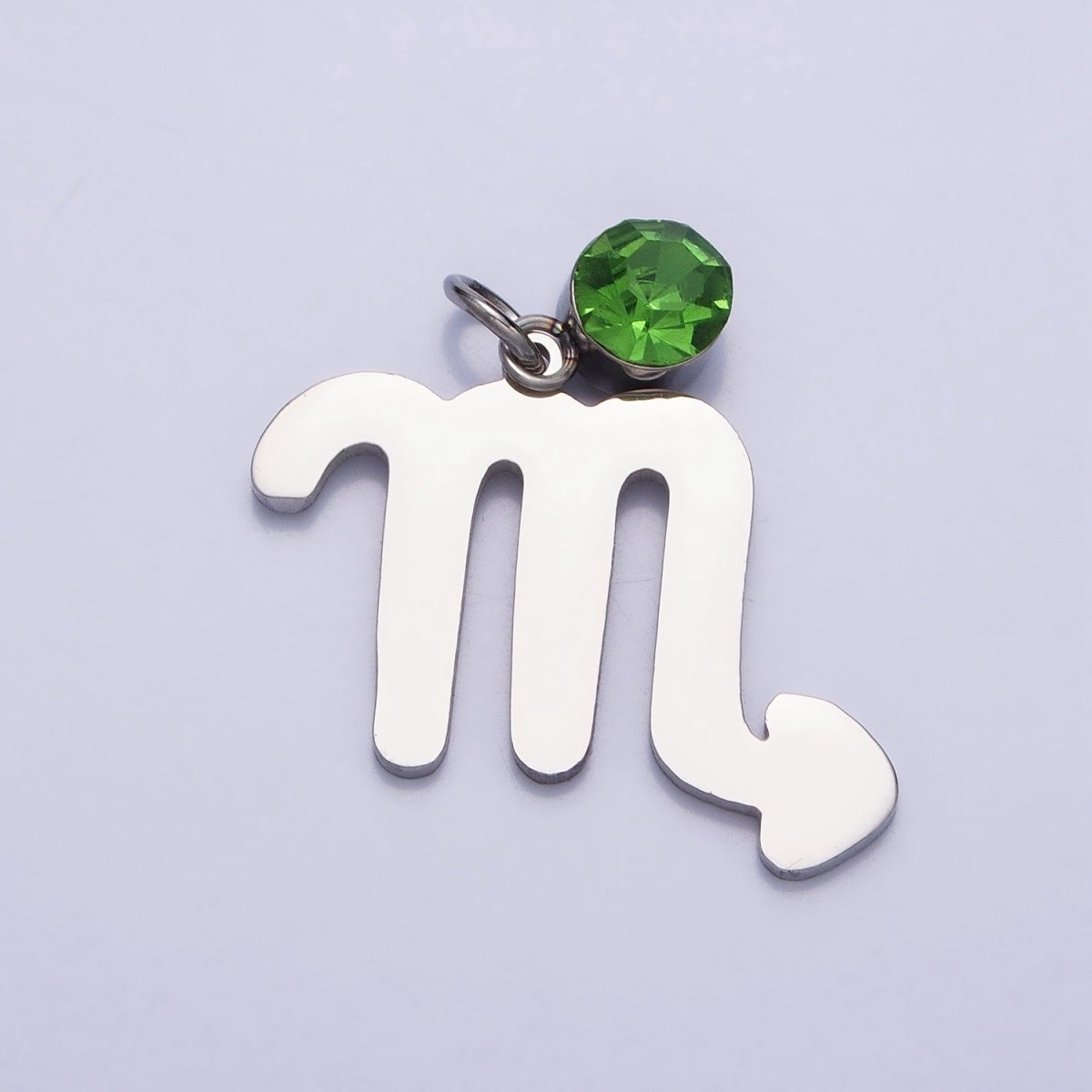 Add on Charm Stainless Steel Zodiac Astrological Signs Birthstone CZ Month Personalized Charm in Silver | AD407 - AD418 - DLUXCA
