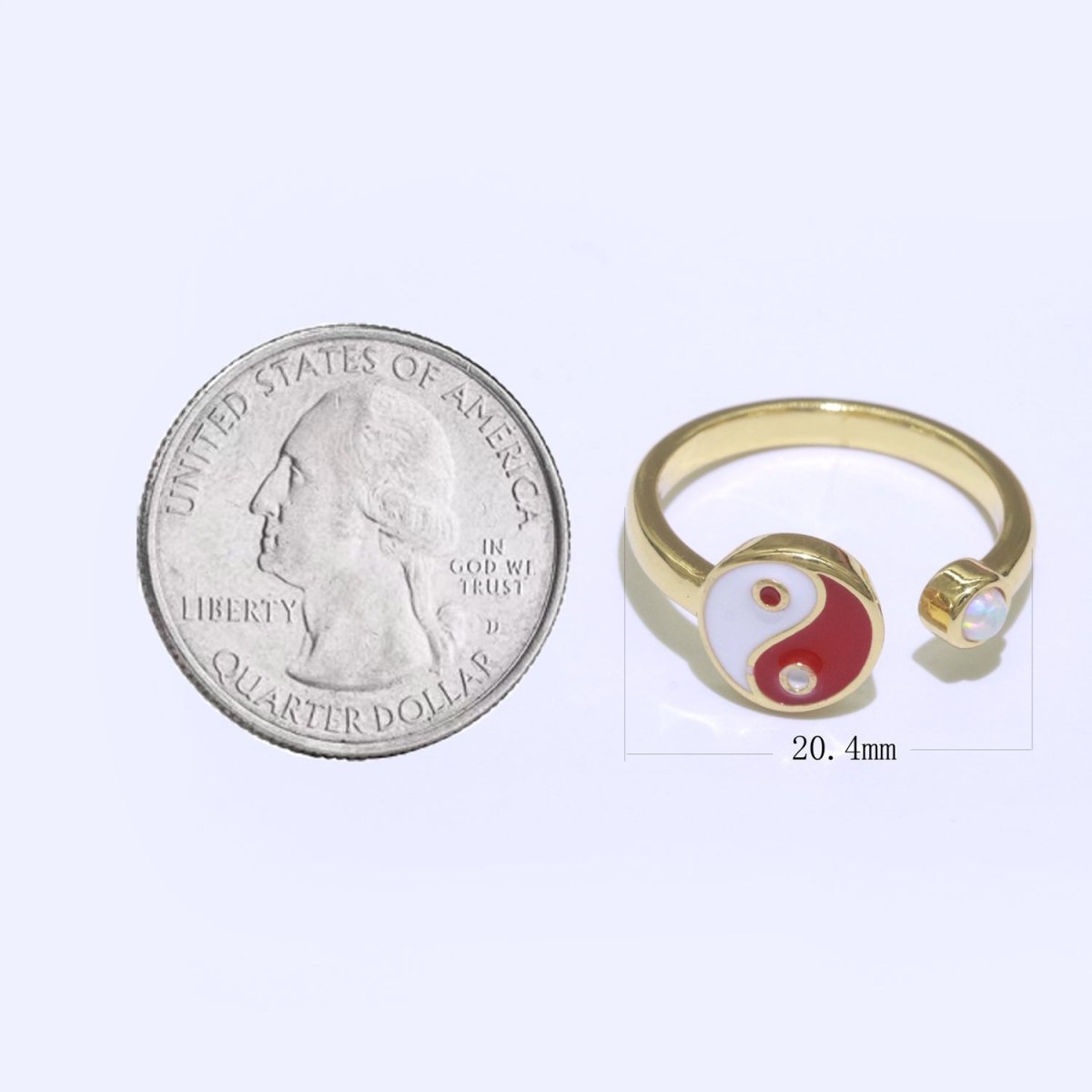 Adjustable Colorful Yin Yang Ring Dainty Gold Enamel Y2K Ring Neon Color Black White Blue Pink Purple Ring Open Adjustable S-076 ~ S-084 - DLUXCA