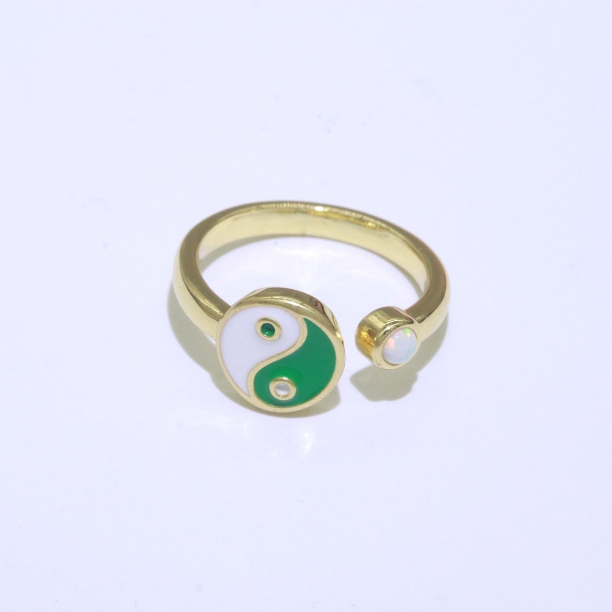 Adjustable Colorful Yin Yang Ring Dainty Gold Enamel Y2K Ring Neon Color Black White Blue Pink Purple Ring Open Adjustable S-076 ~ S-084 - DLUXCA