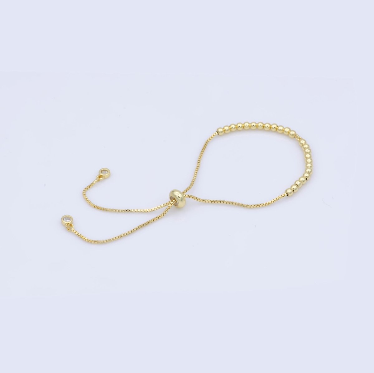 Adjustable Gold Filled bracelet Half semi finished with rubber stopper bolo Beaded charm bracelets Tennis bracelet Box Chain L-471 L-472 - DLUXCA