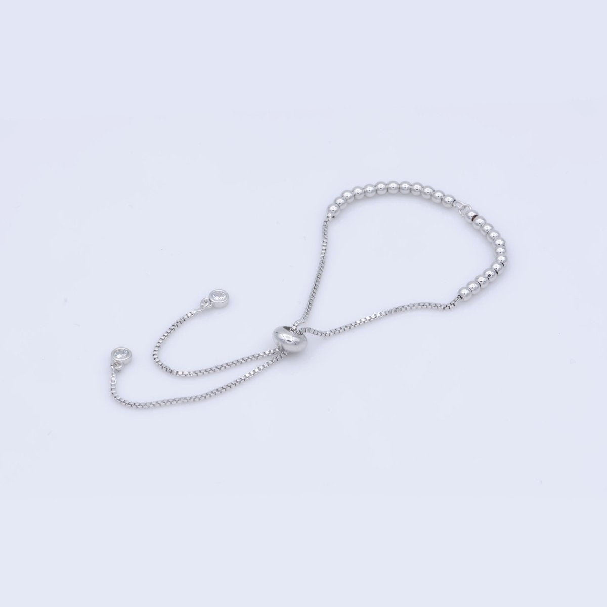 Adjustable Gold Filled bracelet Half semi finished with rubber stopper bolo Beaded charm bracelets Tennis bracelet Box Chain L-471 L-472 - DLUXCA