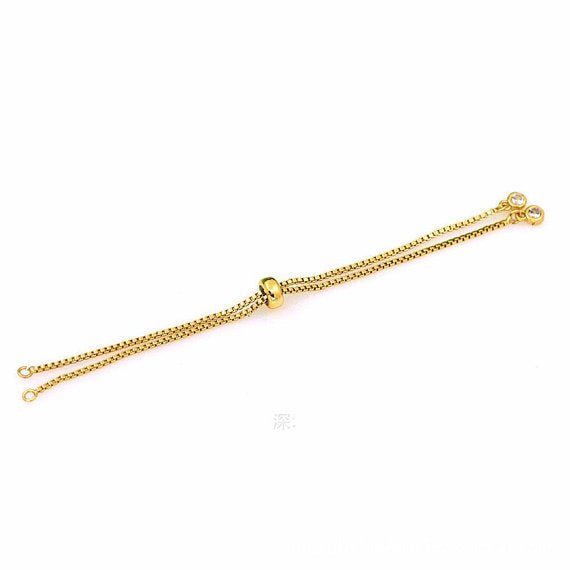 Adjustable Gold Filled bracelet Half semi finished with rubber stopper bolo bracelets Tennis bracelet Box Chain Wholesale K-504 K-505 K-511 K-512 - DLUXCA