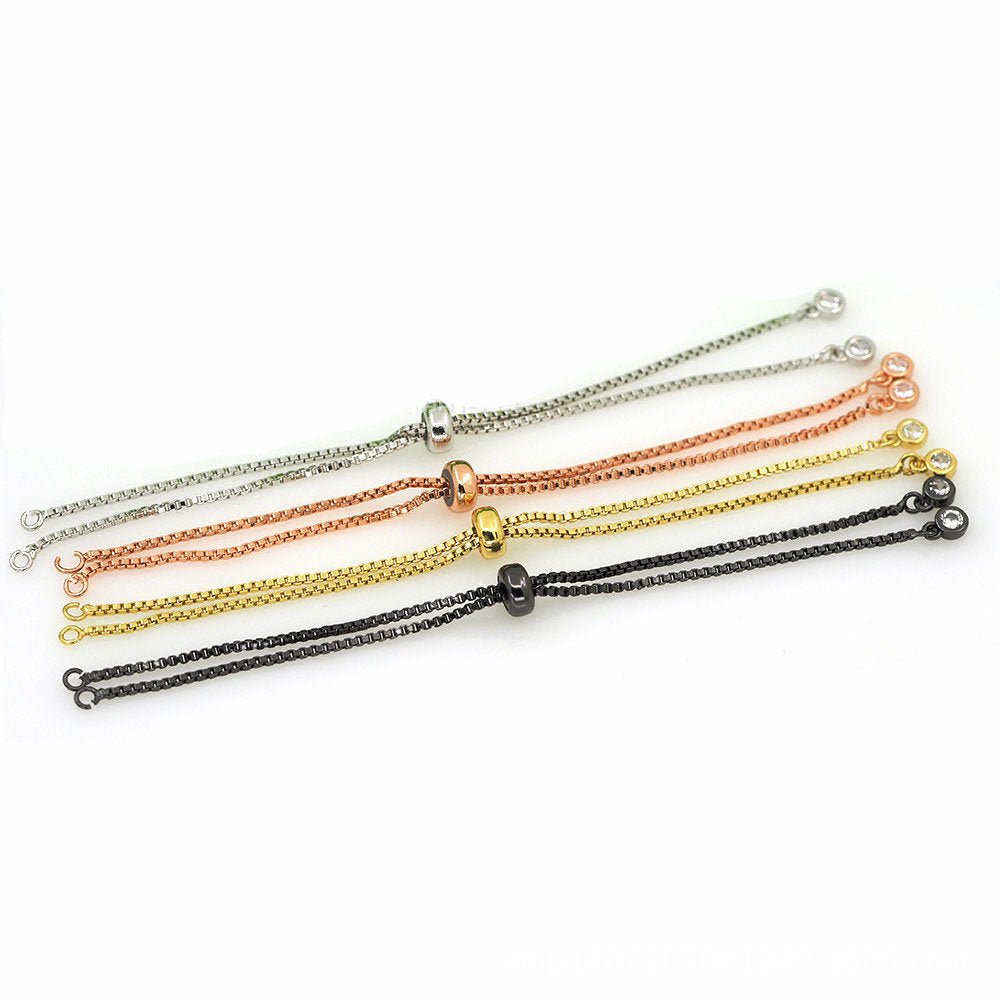 Adjustable Gold Filled bracelet Half semi finished with rubber stopper bolo bracelets Tennis bracelet Box Chain Wholesale K-504 K-505 K-511 K-512 - DLUXCA