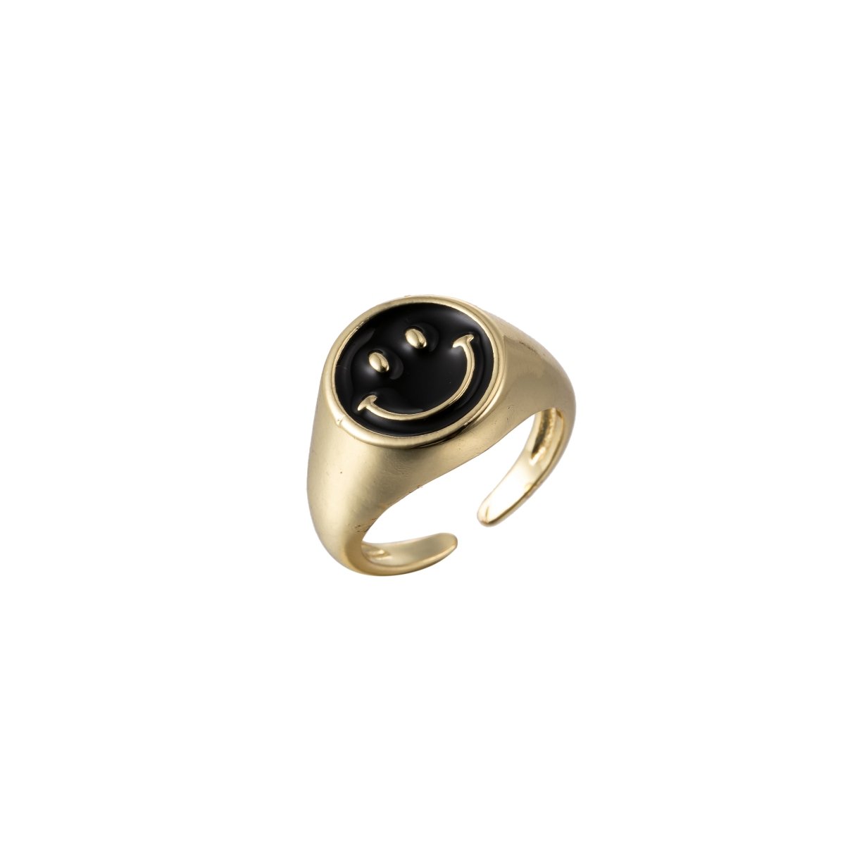 Adjustable Gold Smiley Face Ring, Colorful Enamel Happy Face Signet Ring y2k Jewelry O-881~O-885 O-887~O-891 - DLUXCA