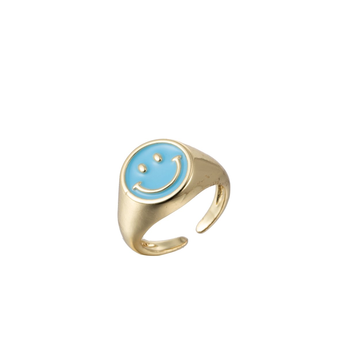 Adjustable Gold Smiley Face Ring, Colorful Enamel Happy Face Signet Ring y2k Jewelry O-881~O-885 O-887~O-891 - DLUXCA