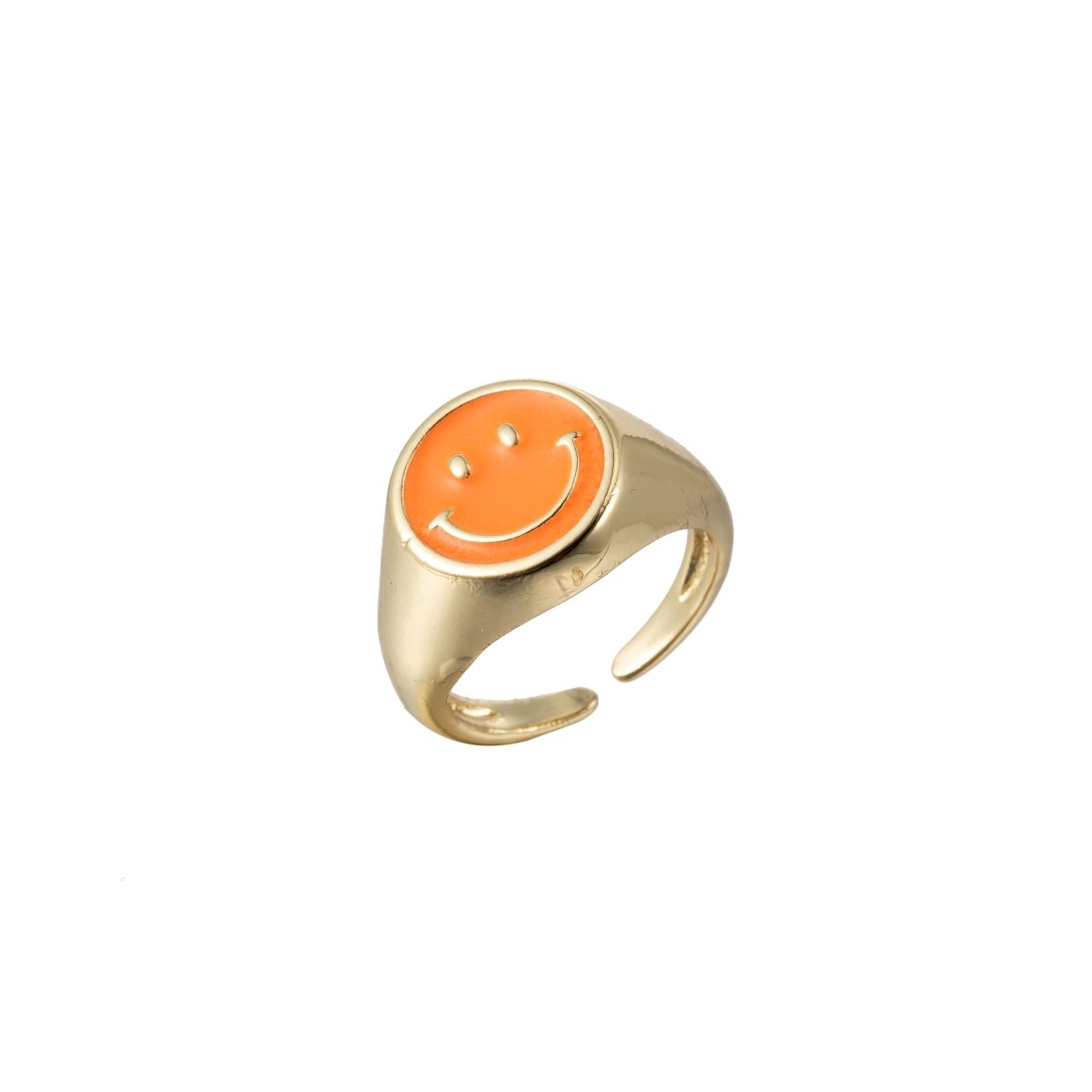 Adjustable Gold Smiley Face Ring, Colorful Enamel Happy Face Signet Ring y2k Jewelry O-881~O-885 O-887~O-891 - DLUXCA