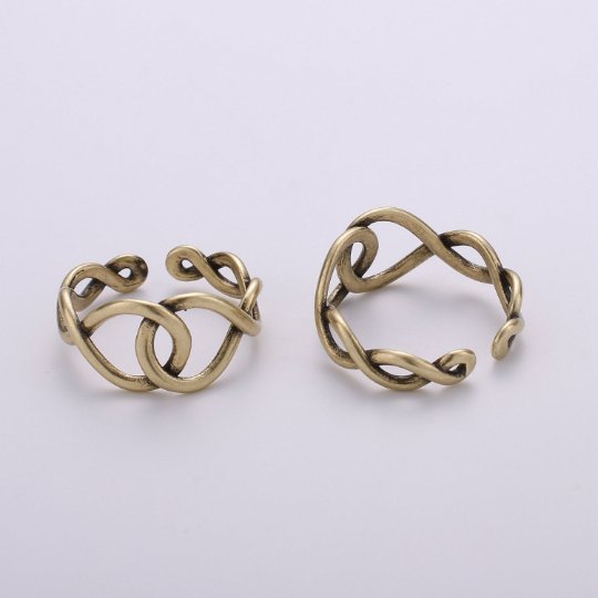 Adjustable Ring Eternity Infinity Braided Crisscross Band Ring Gold plated over Silver for Statement Ring Stack Ring R-015 R-016 - DLUXCA