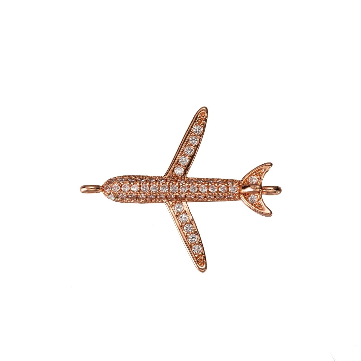 Airplane Connector CZ Micro Pave, Airplane Bracelet CONNECTOR, Traveler Jewelry, Pilot Jewelry, Airplane Charm Connector F-307 F-308 - DLUXCA