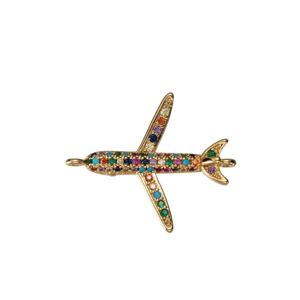 Airplane Connector CZ Micro Pave, Airplane Bracelet CONNECTOR, Traveler Jewelry, Pilot Jewelry, Airplane Charm Connector F-307 F-308 - DLUXCA