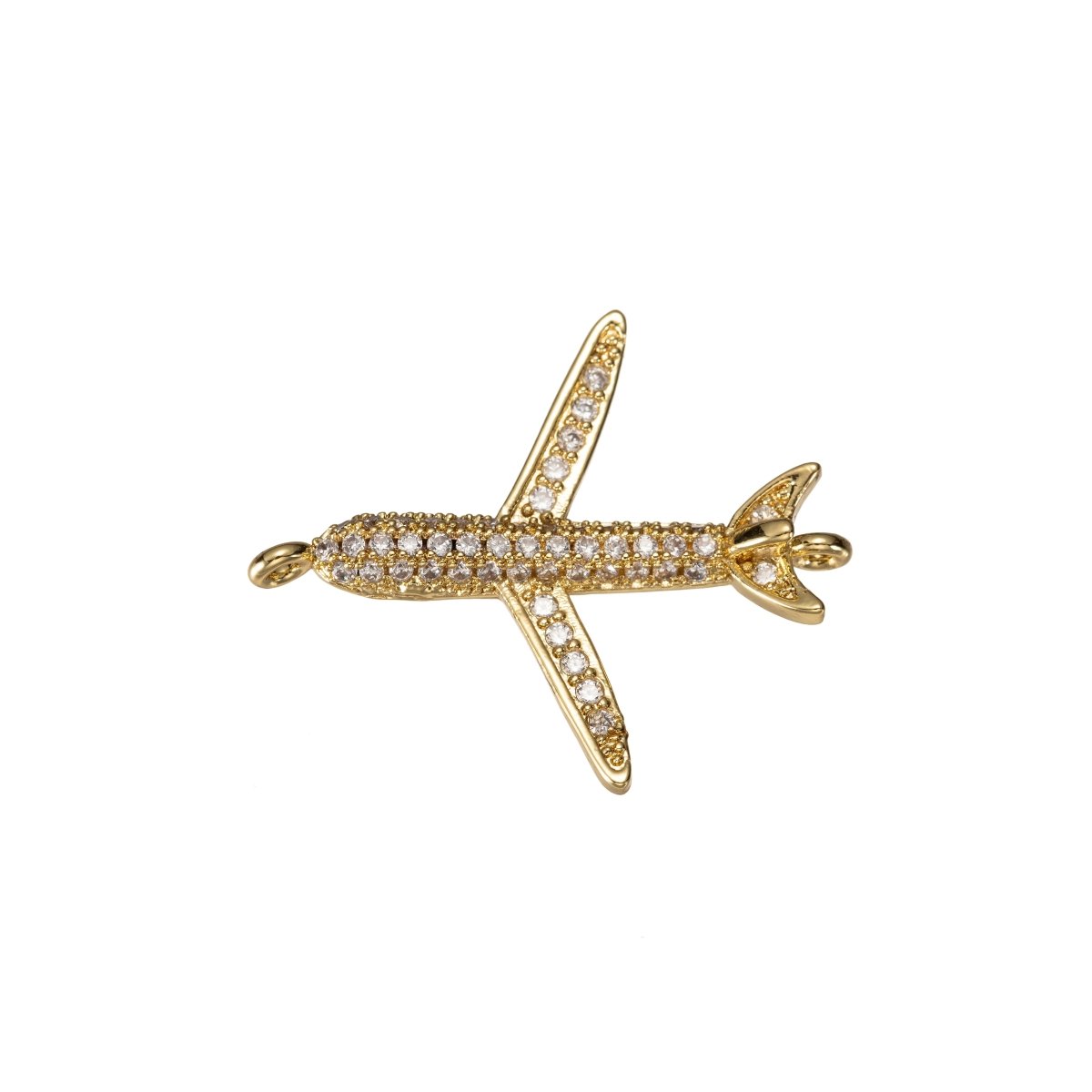 Airplane Connector CZ Micro Pave, Airplane Bracelet CONNECTOR, Traveler Jewelry, Pilot Jewelry, Airplane Charm Connector F-307 F-308 - DLUXCA