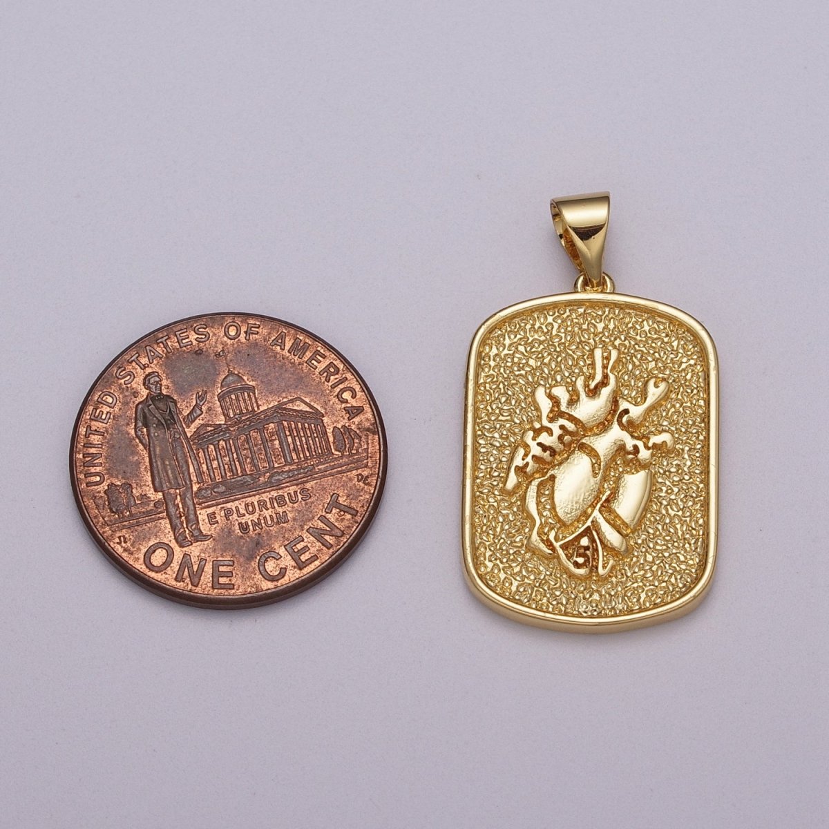 Anatomical Human Heart Pendant Charm Gold Silver Military Tag Jewelry Pendant / N-1439, N-1440 - DLUXCA