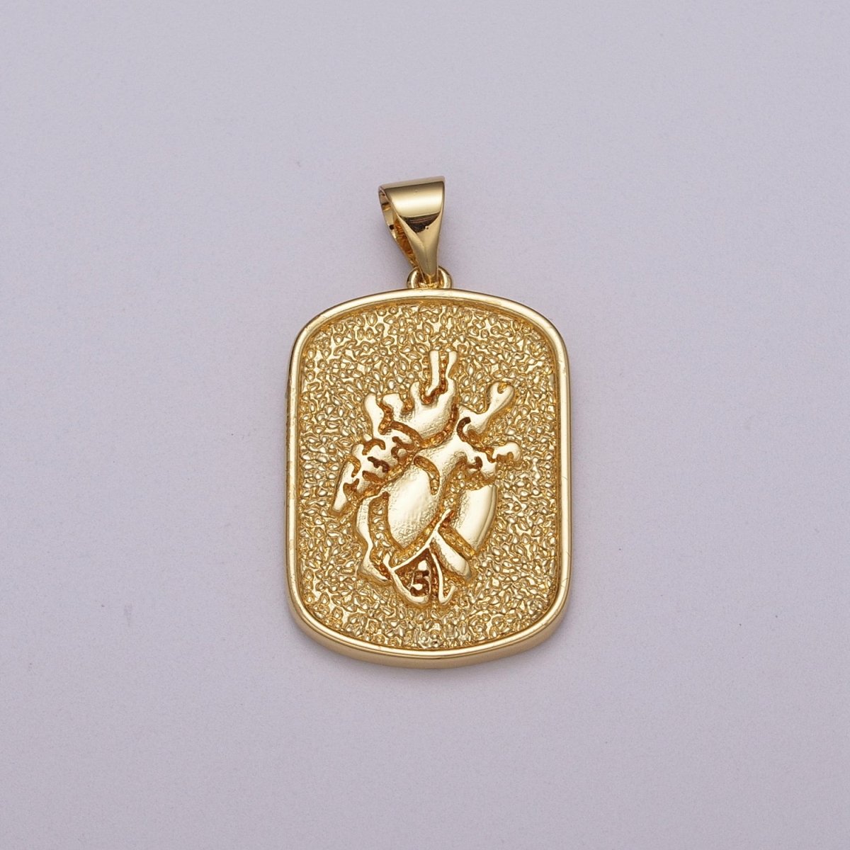 Anatomical Human Heart Pendant Charm Gold Silver Military Tag Jewelry Pendant / N-1439, N-1440 - DLUXCA