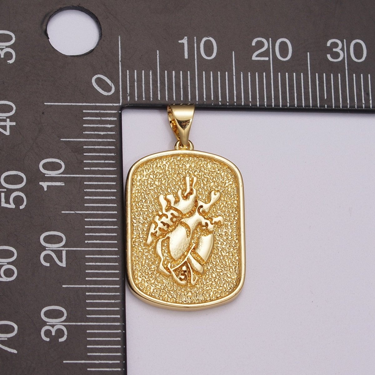 Anatomical Human Heart Pendant Charm Gold Silver Military Tag Jewelry Pendant / N-1439, N-1440 - DLUXCA